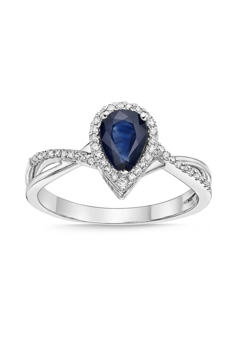3/4 ct. t.w. Sapphire and 1/8 ct. t.w. Diamond Ring in 10K White Gold