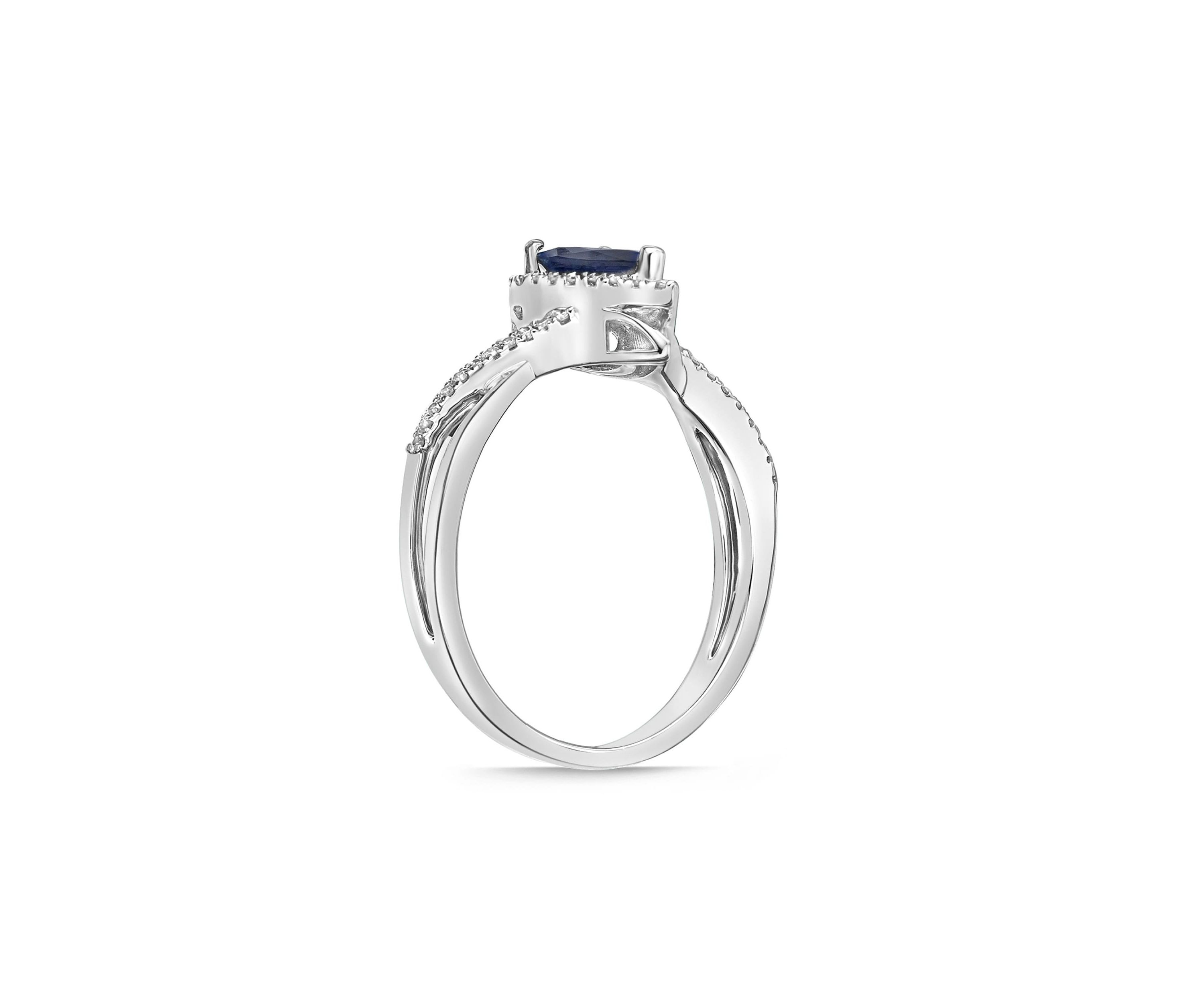 3/4 ct. t.w. Sapphire and 1/8 ct. t.w. Diamond Ring in 10K White Gold