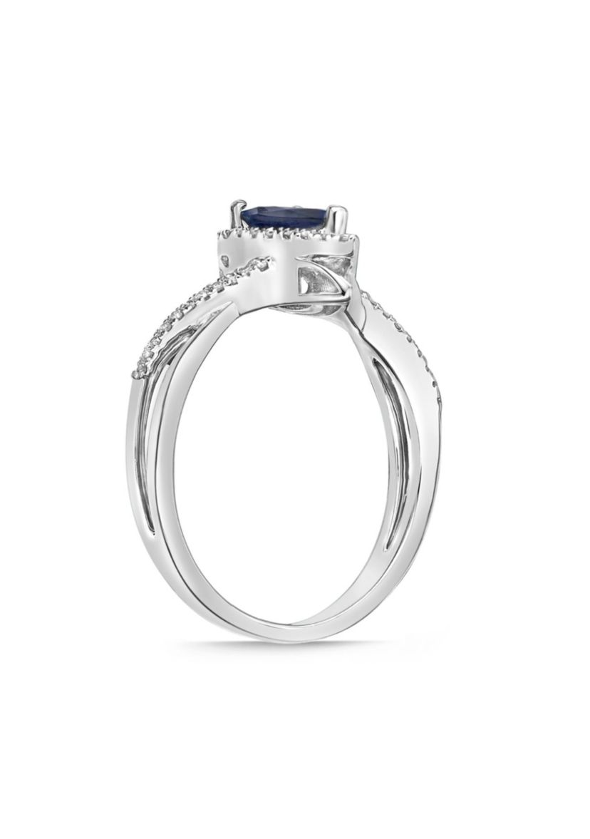 3/4 ct. t.w. Sapphire and 1/8 ct. t.w. Diamond Ring in 10K White Gold
