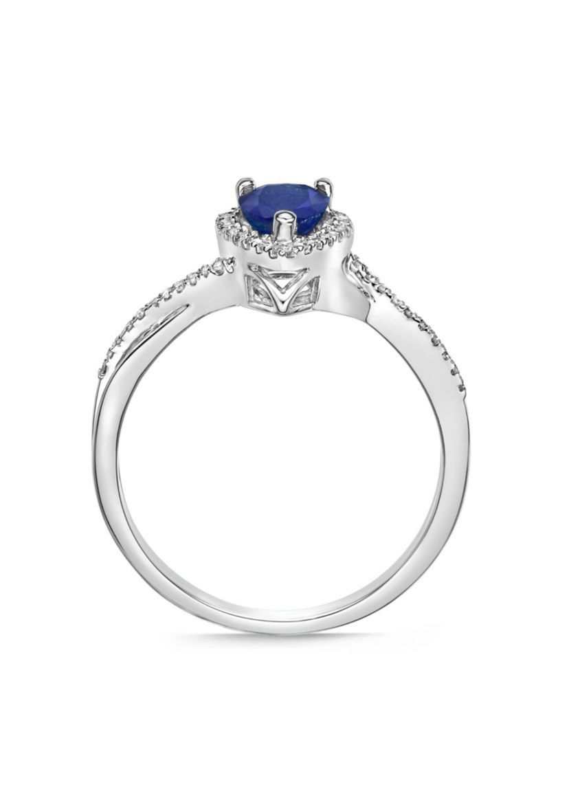 3/4 ct. t.w. Sapphire and 1/8 ct. t.w. Diamond Ring in 10K White Gold
