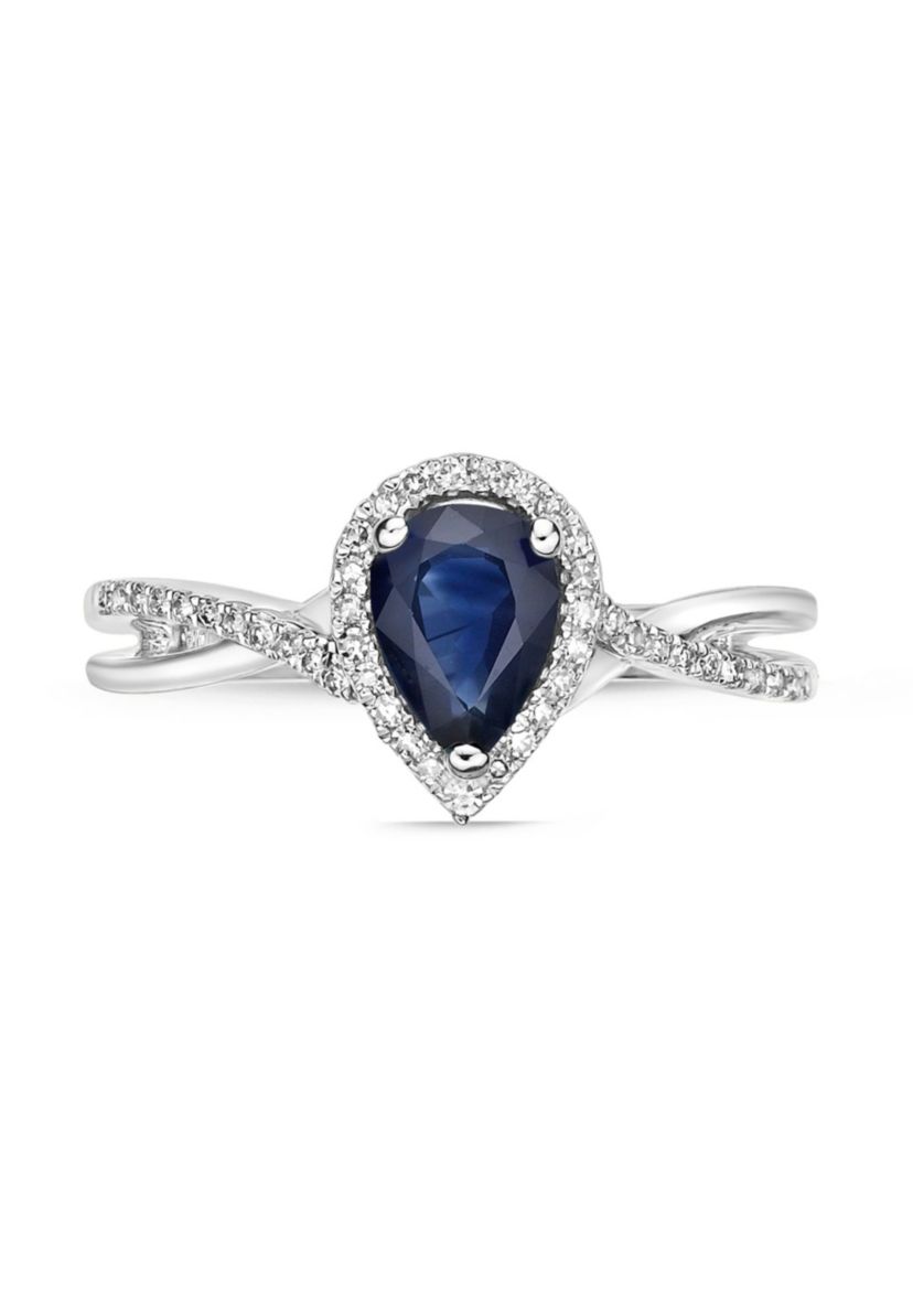 3/4 ct. t.w. Sapphire and 1/8 ct. t.w. Diamond Ring in 10K White Gold