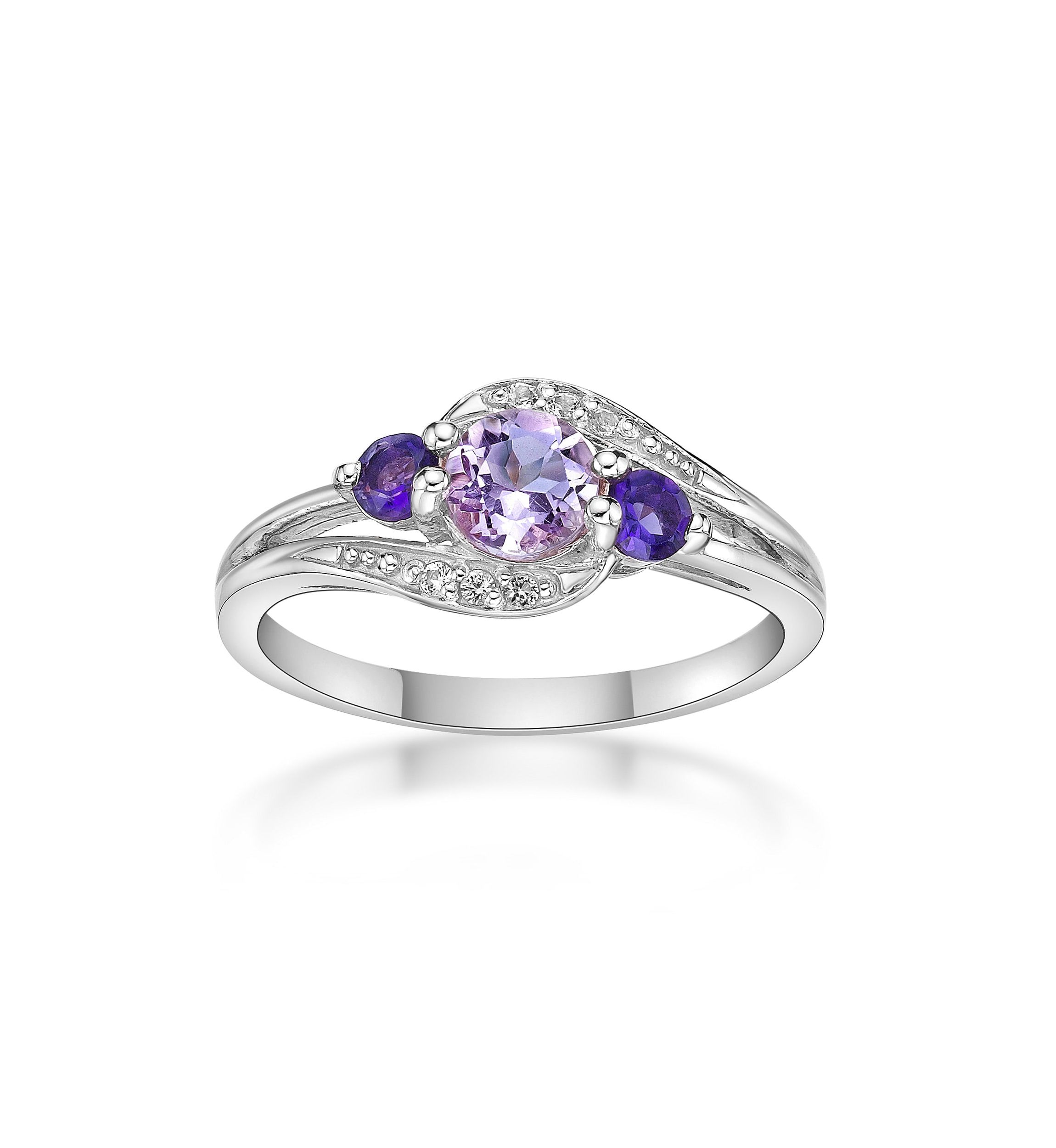 Lab Created 5/8 ct. t.w. Amethyst and Created White Sapphire Ring in Sterling Silver