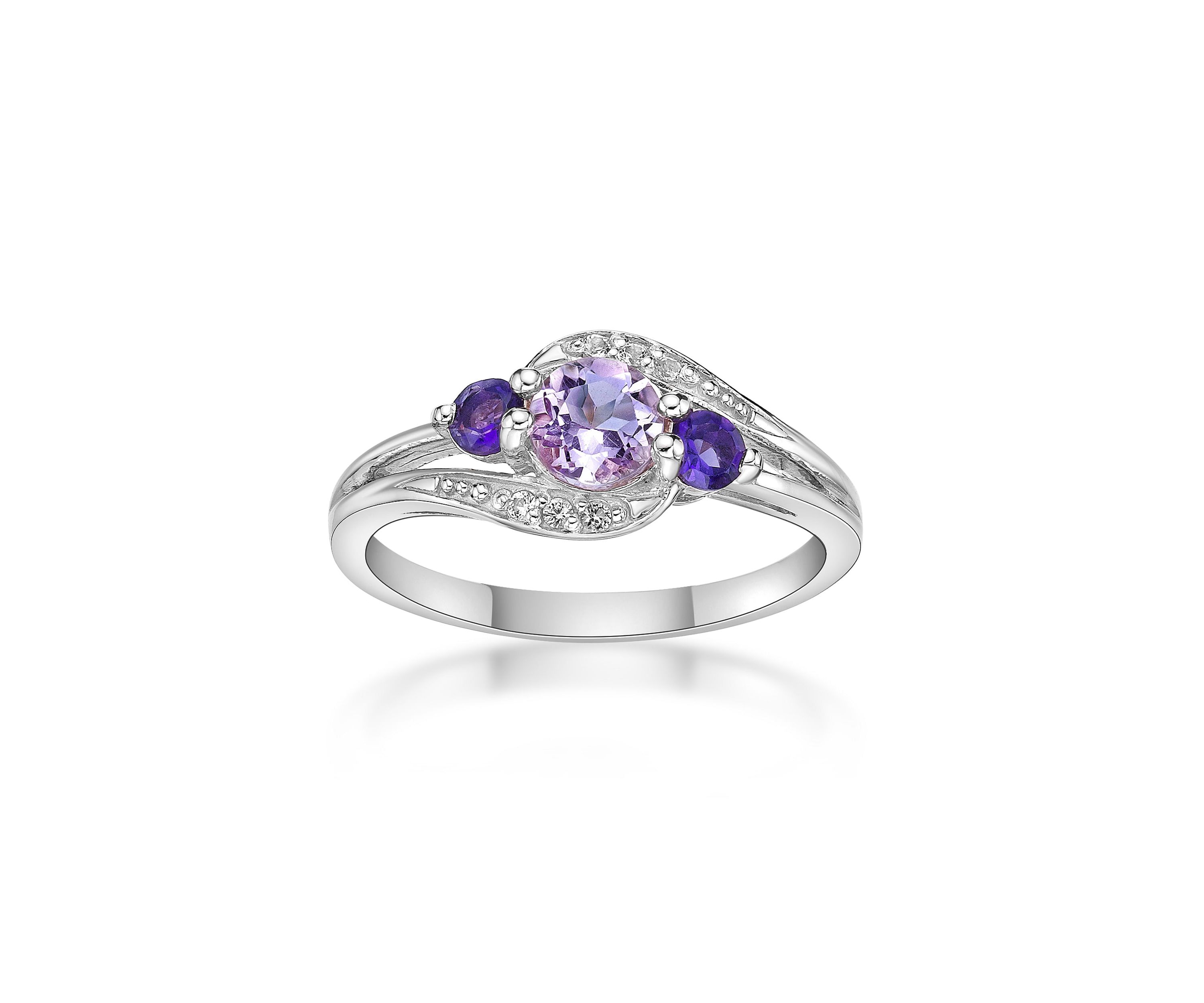 Lab Created 5/8 ct. t.w. Amethyst and Created White Sapphire Ring in Sterling Silver