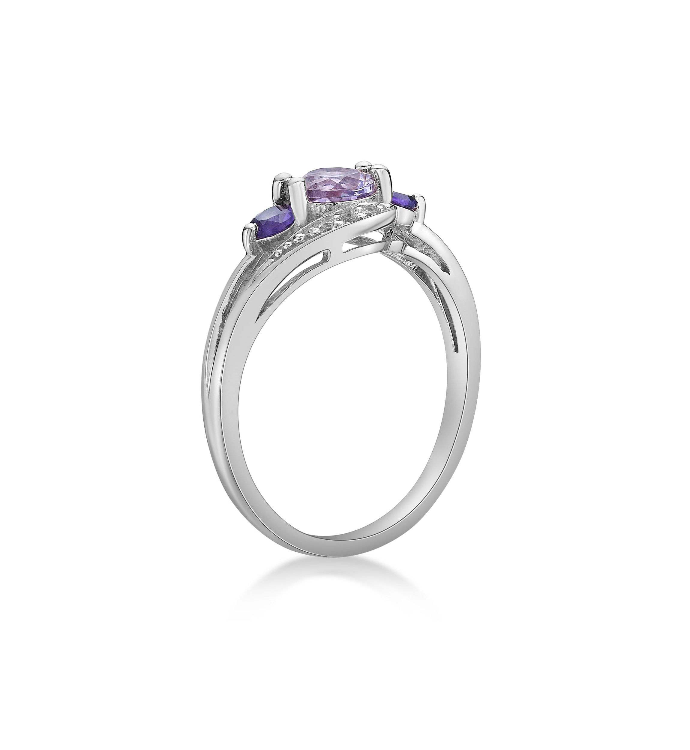 Lab Created 5/8 ct. t.w. Amethyst and Created White Sapphire Ring in Sterling Silver