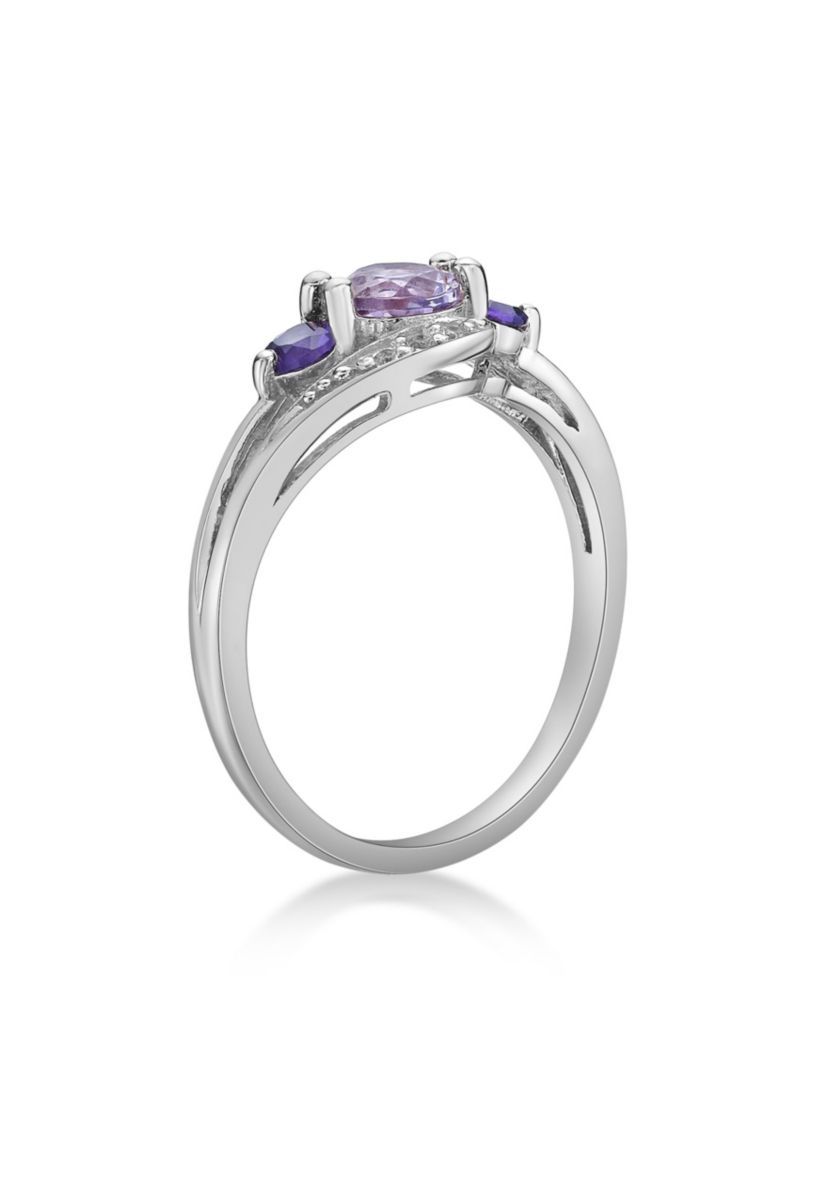 Lab Created 5/8 ct. t.w. Amethyst and Created White Sapphire Ring in Sterling Silver