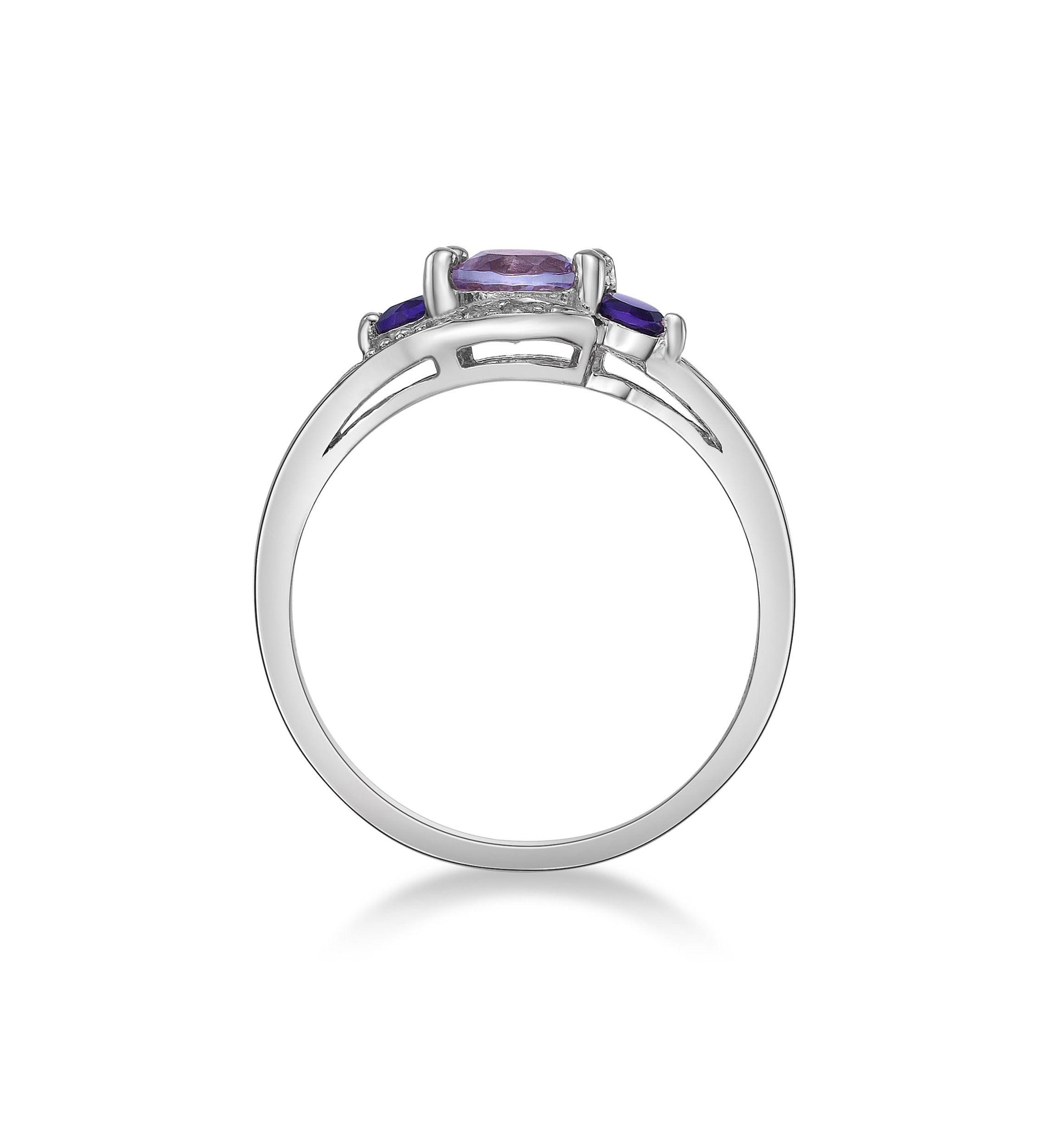 Lab Created 5/8 ct. t.w. Amethyst and Created White Sapphire Ring in Sterling Silver