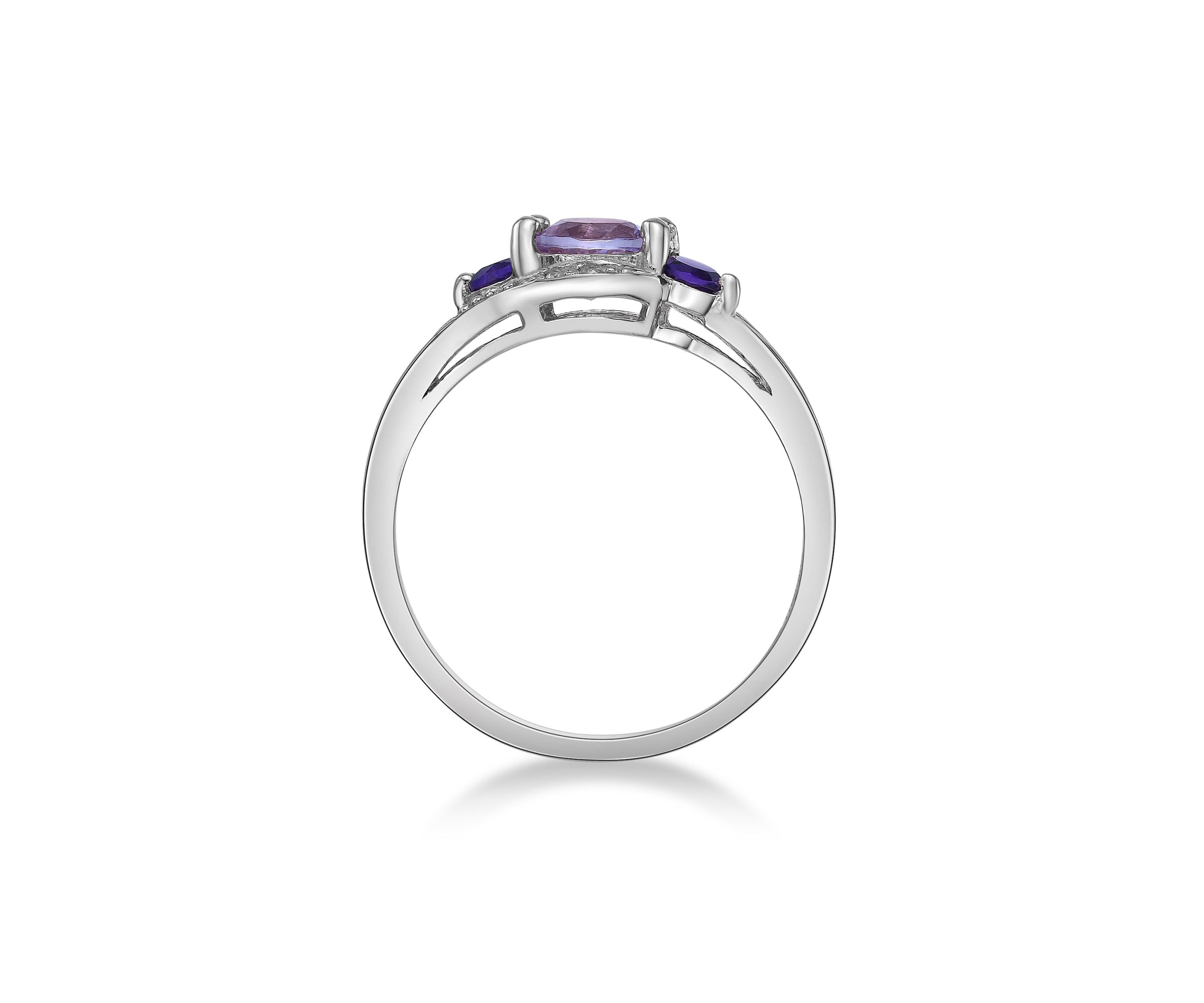 Lab Created 5/8 ct. t.w. Amethyst and Created White Sapphire Ring in Sterling Silver