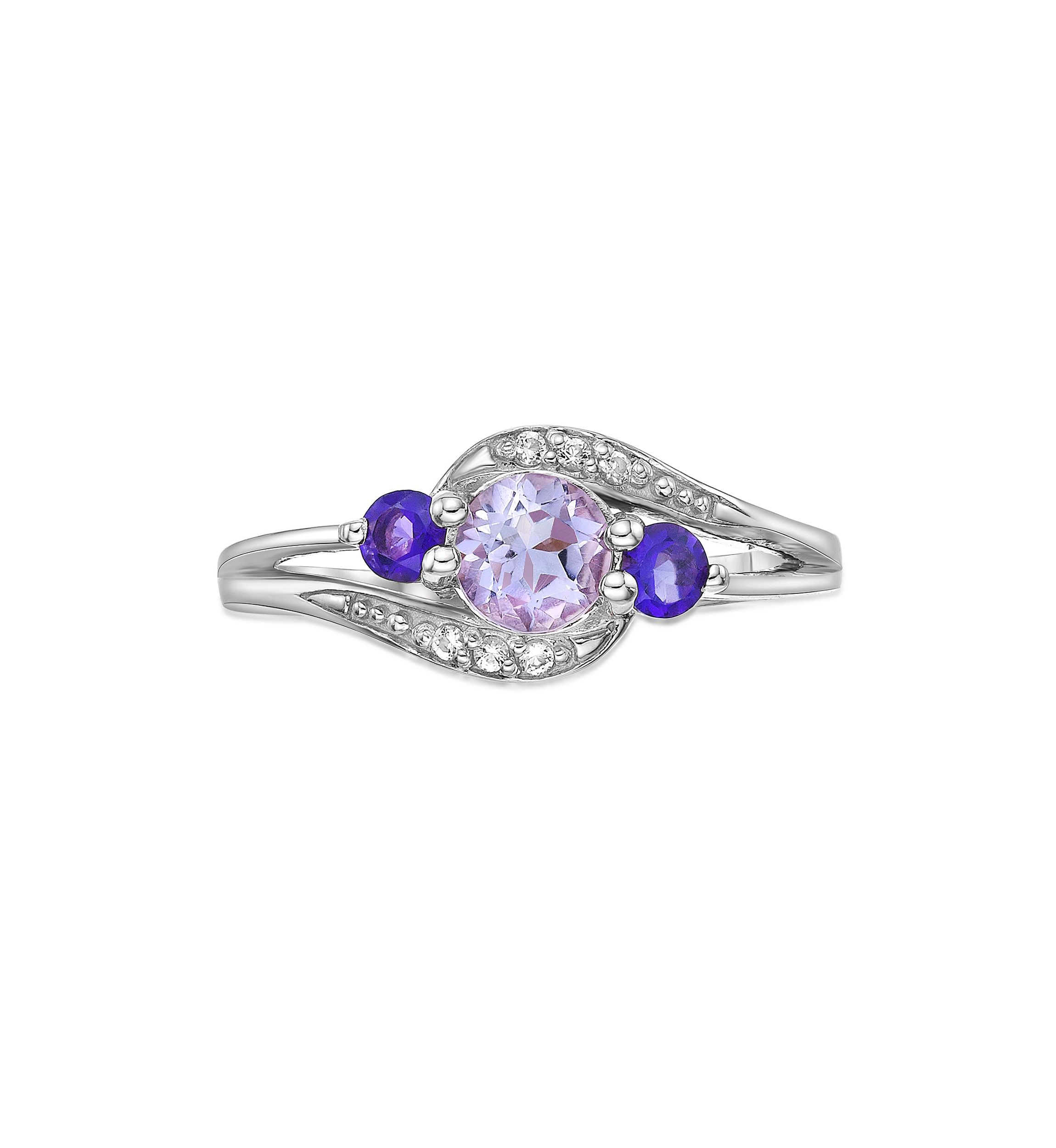 Lab Created 5/8 ct. t.w. Amethyst and Created White Sapphire Ring in Sterling Silver