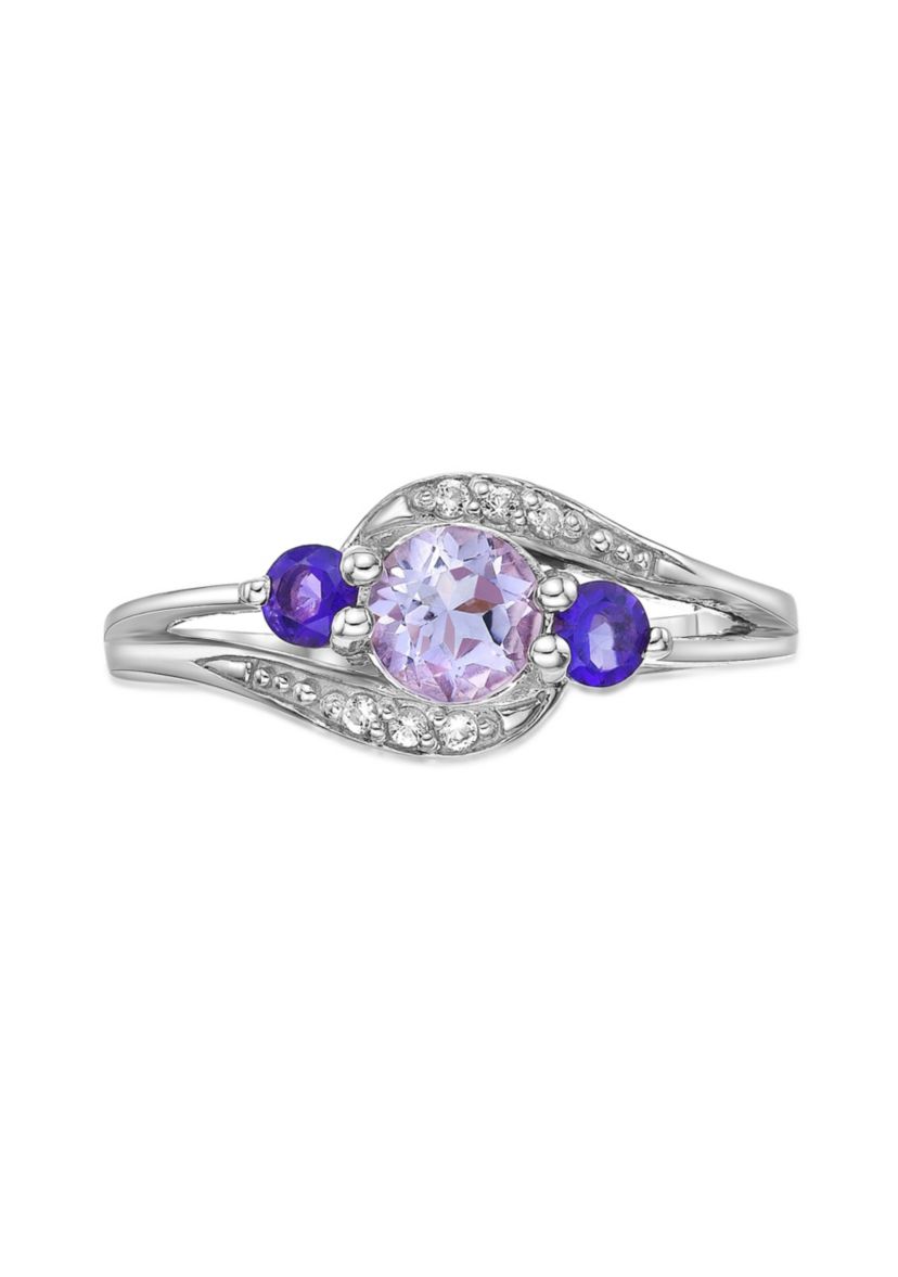 Lab Created 5/8 ct. t.w. Amethyst and Created White Sapphire Ring in Sterling Silver