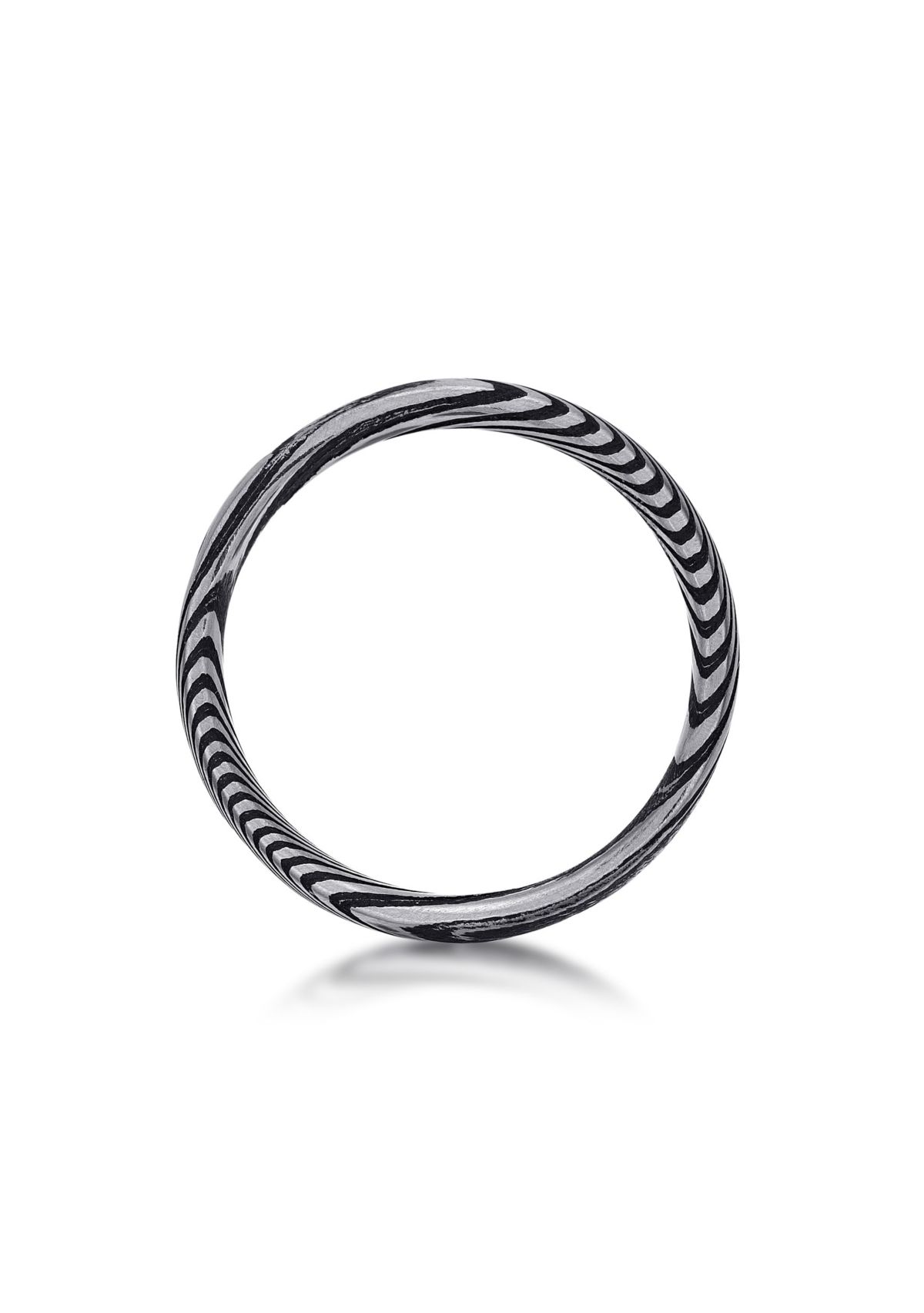 Damascus Steel Ring With Cubic Zirconia and Black Ip