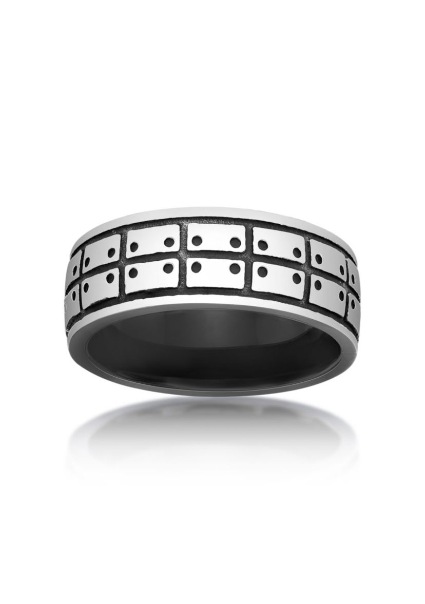 Stainless Steel Ring With Black Ip