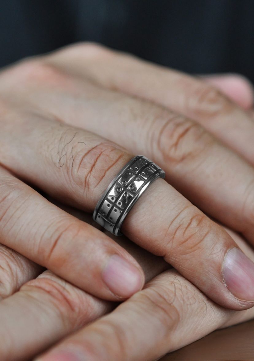 Stainless Steel Ring With Black Ip
