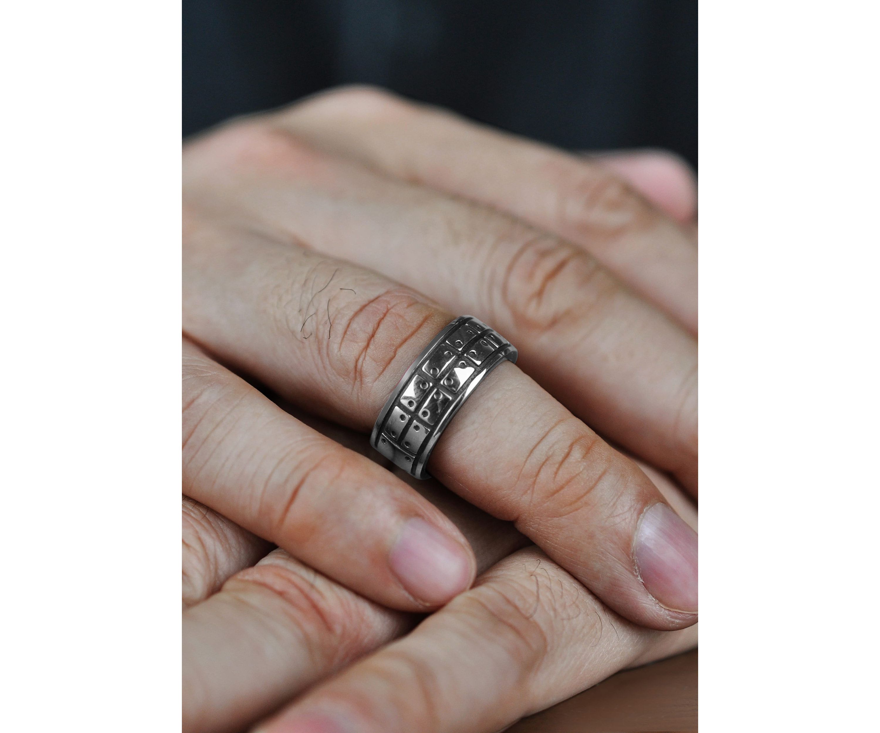 Stainless Steel Ring With Black Ip