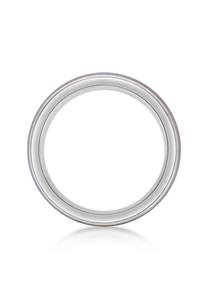 Stainless Steel Ring With Whisky Barrel Wood Inlay And Clear Resin