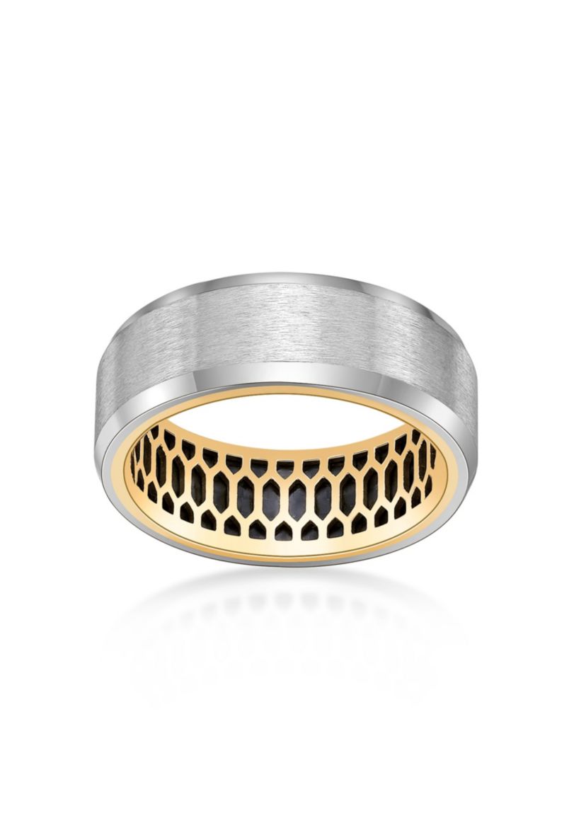 Stainless Steel With Black Carbon Fiber Sheet Inlay And Gold Tone Ip