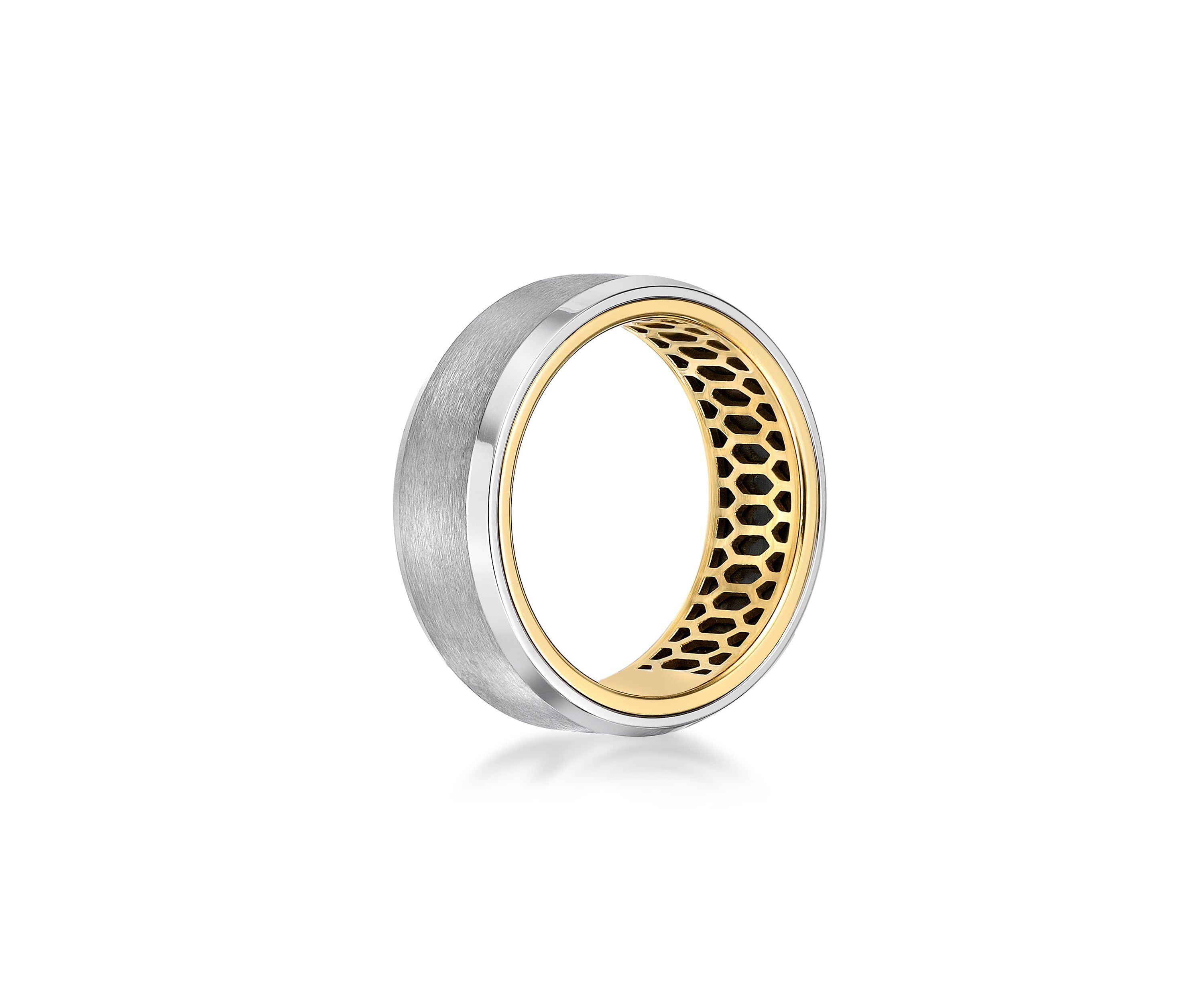 Stainless Steel With Black Carbon Fiber Sheet Inlay And Gold Tone Ip