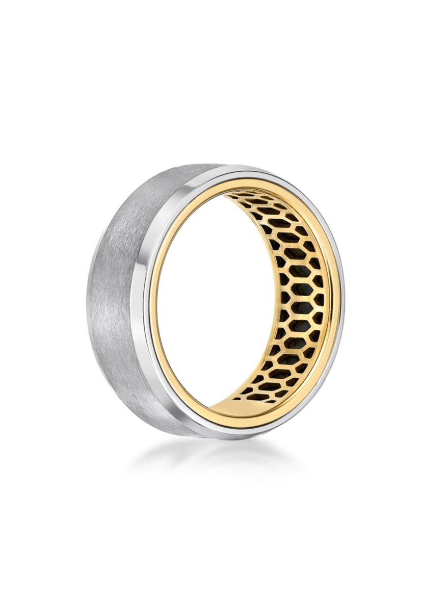 Stainless Steel With Black Carbon Fiber Sheet Inlay And Gold Tone Ip
