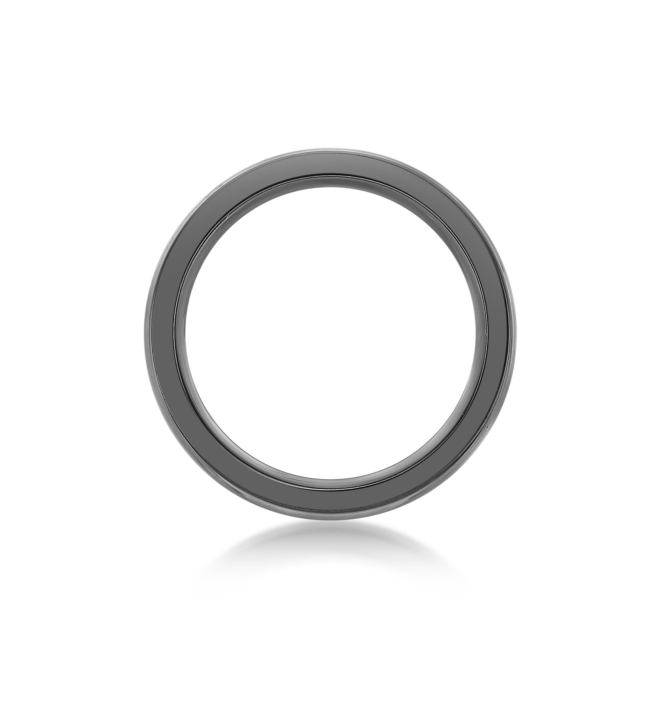 Black Zirconium Ring with Wood Sheet Inlay - 8MM