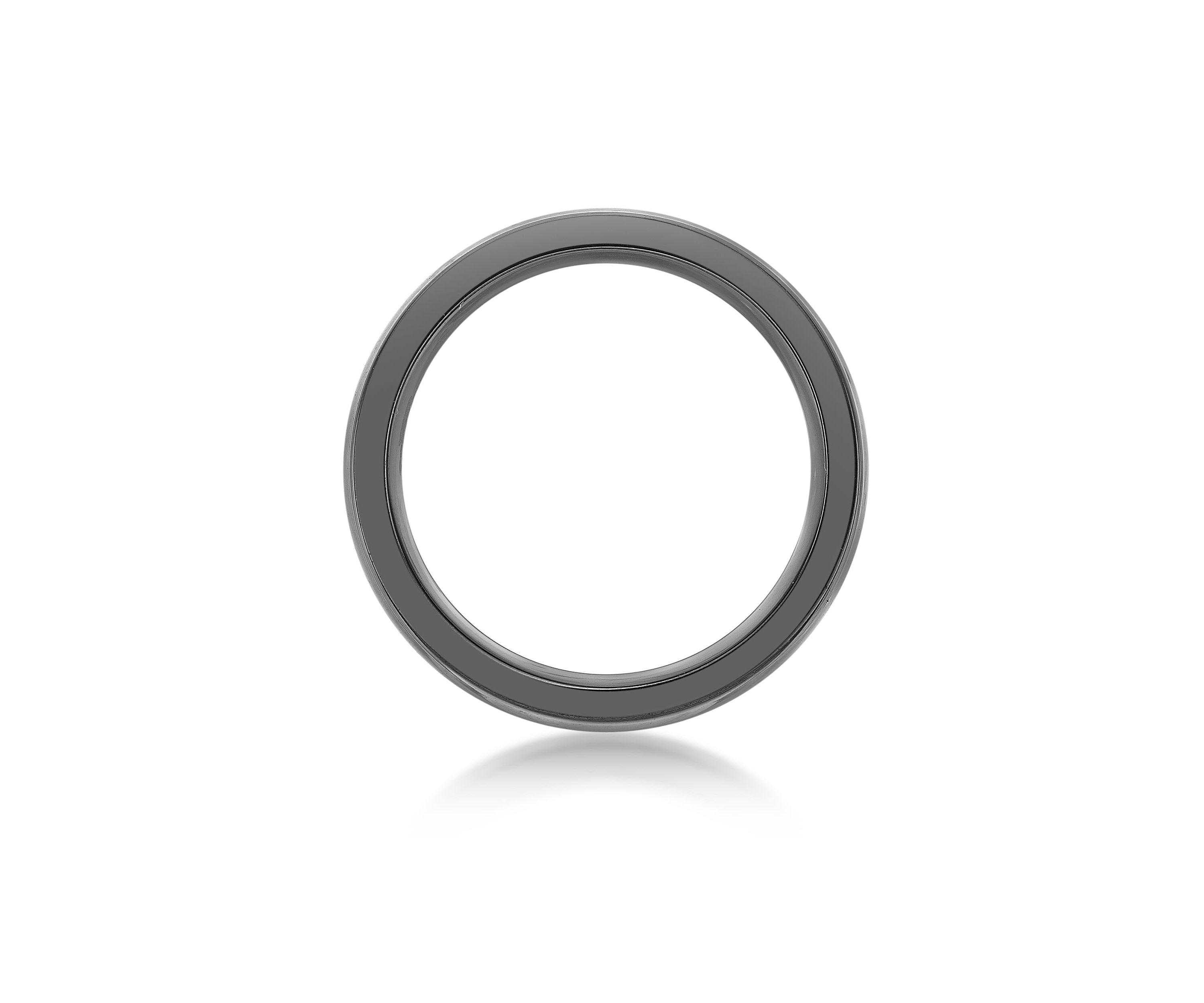 Black Zirconium Ring with Wood Sheet Inlay - 8MM