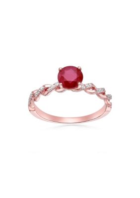Belk & Co 1 ct. t.w. Ruby and 1/10 ct. t.w. Diamond Ring in 10K Rose Gold, Red, 5