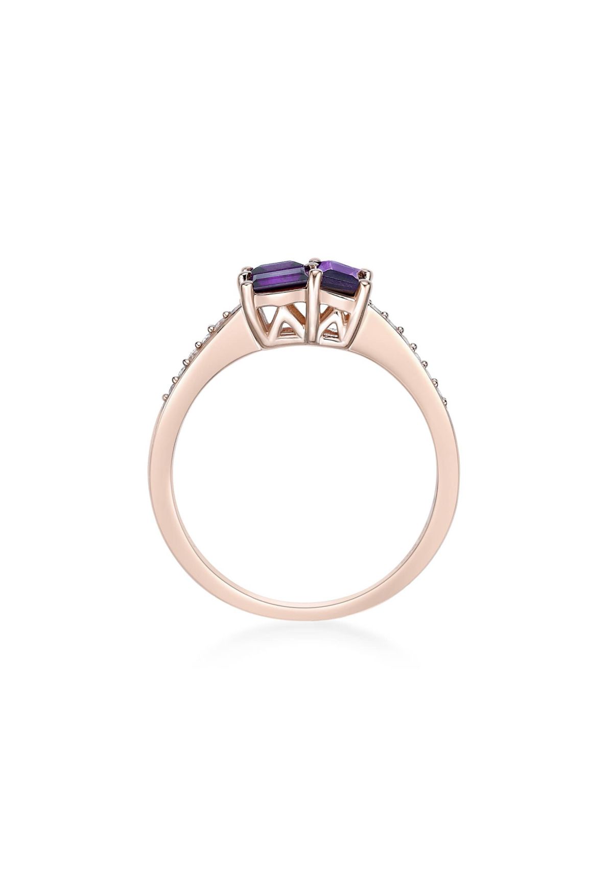 Amethyst and Created White Sapphire Ring in 2 Micron Rose Gold Plated Sterling Silver