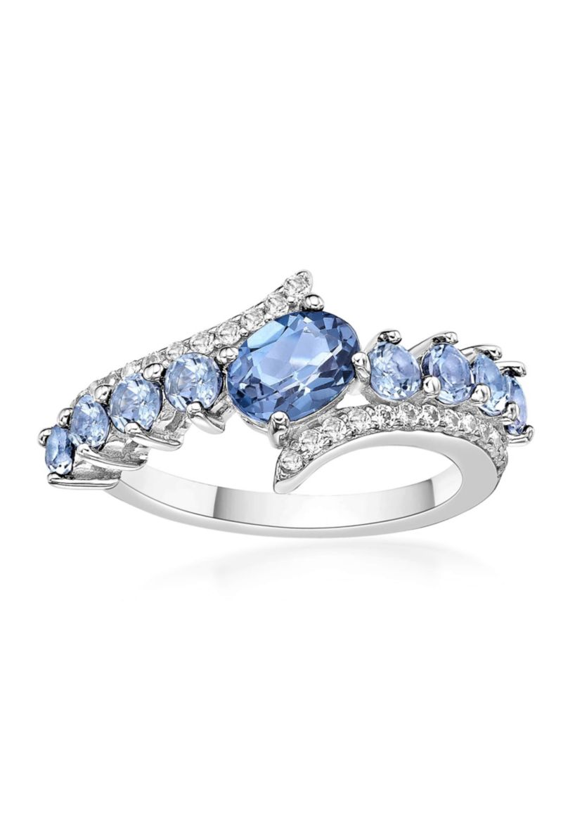 1 ct. t.w. Blue Topaz and White Topaz Ring in Sterling Silver