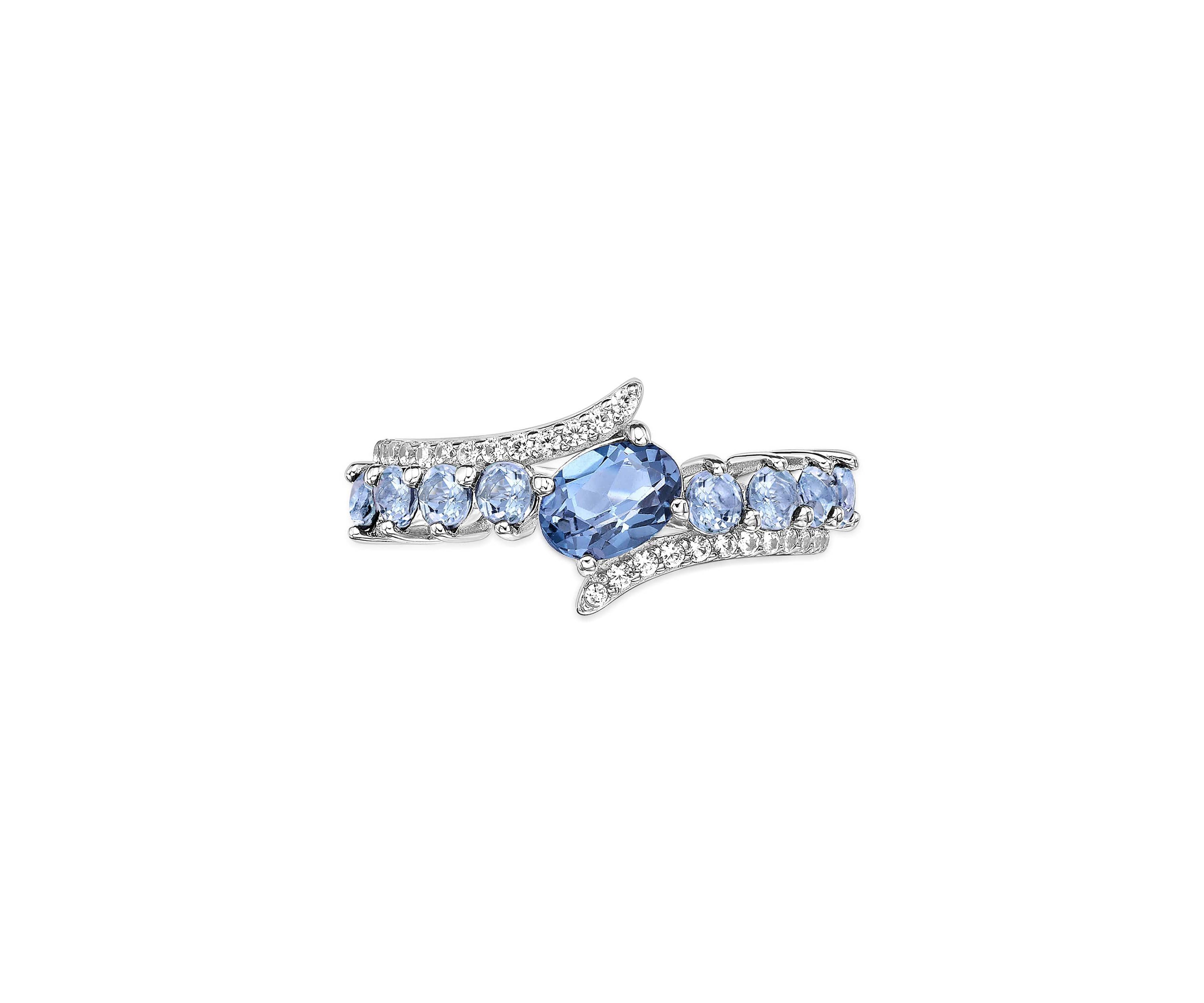 1 ct. t.w. Blue Topaz and White Topaz Ring in Sterling Silver