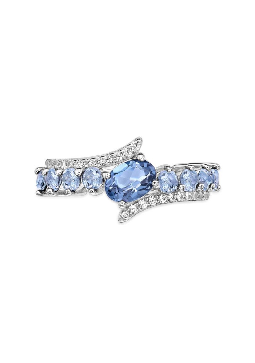1 ct. t.w. Blue Topaz and White Topaz Ring in Sterling Silver