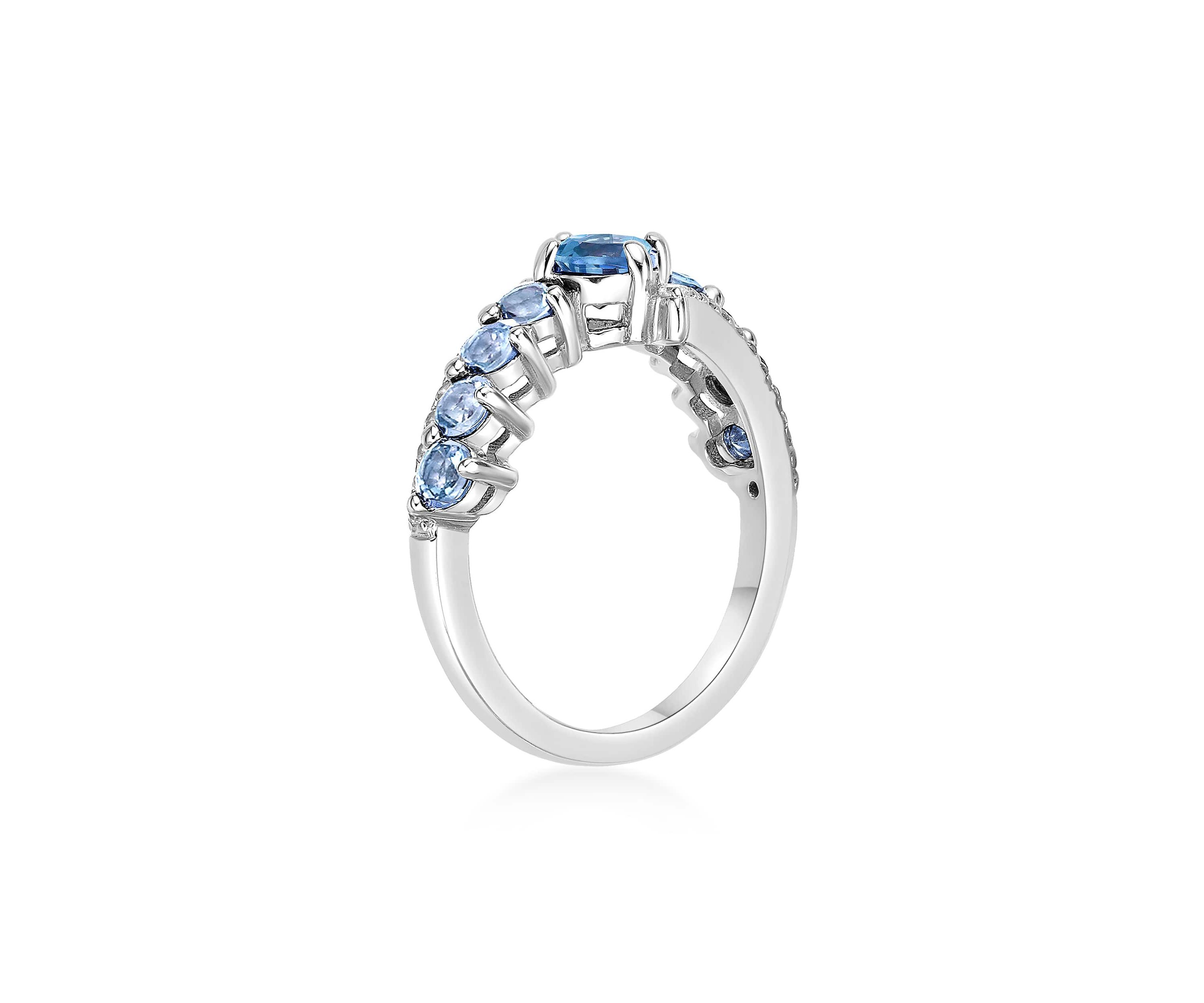 1 ct. t.w. Blue Topaz and White Topaz Ring in Sterling Silver