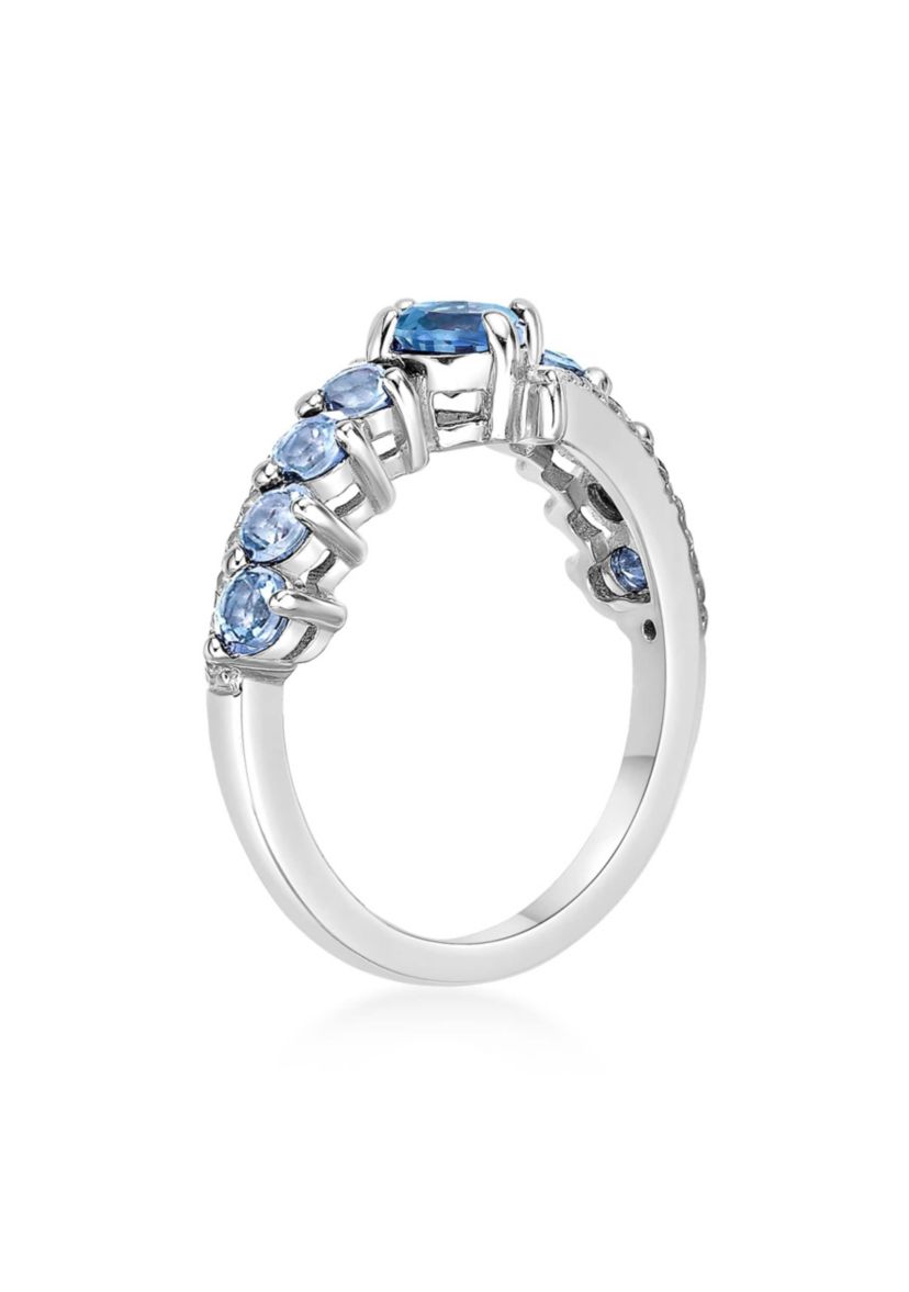 1 ct. t.w. Blue Topaz and White Topaz Ring in Sterling Silver