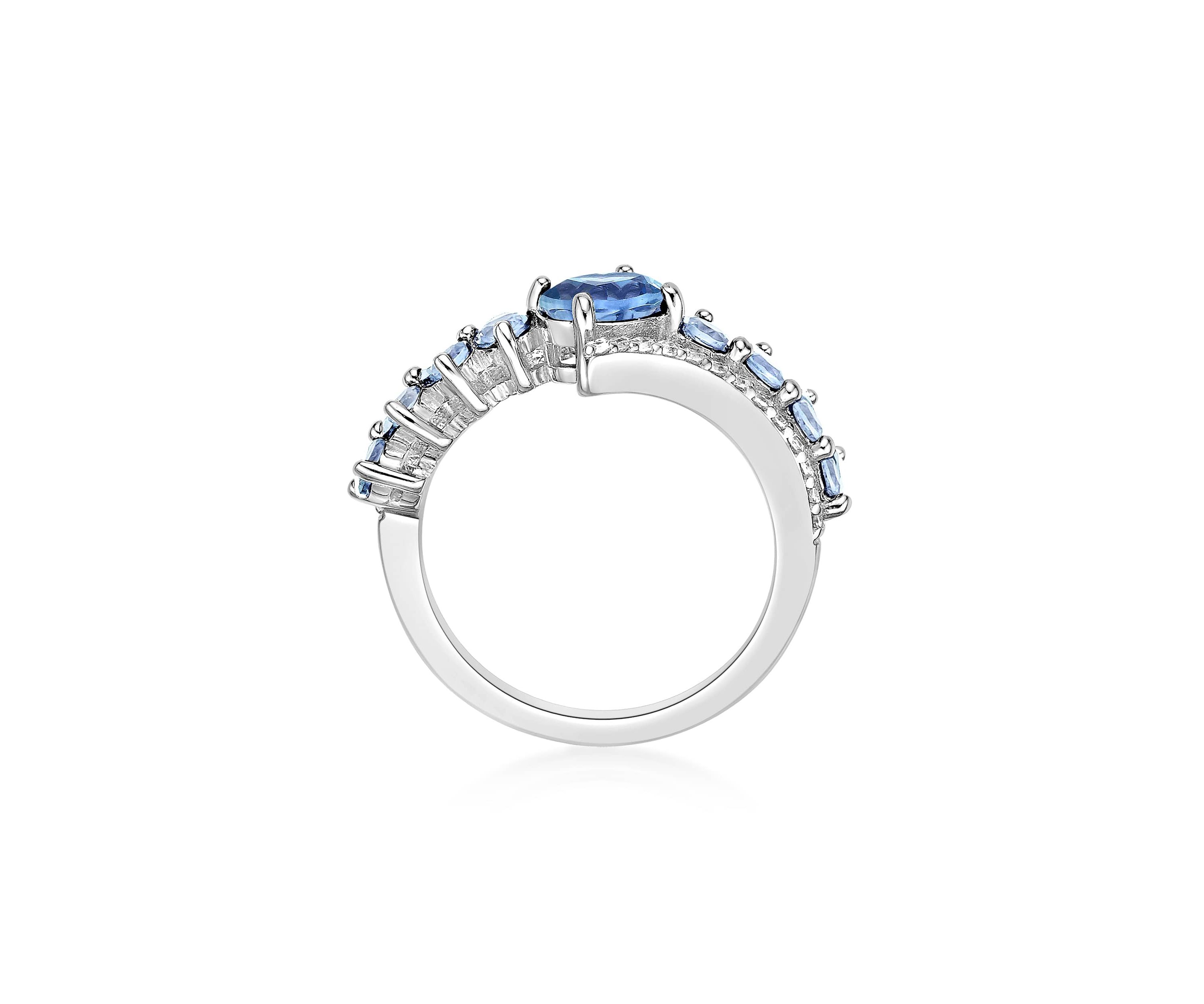 1 ct. t.w. Blue Topaz and White Topaz Ring in Sterling Silver