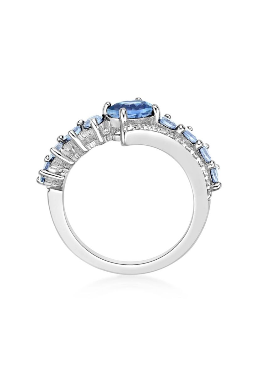 1 ct. t.w. Blue Topaz and White Topaz Ring in Sterling Silver