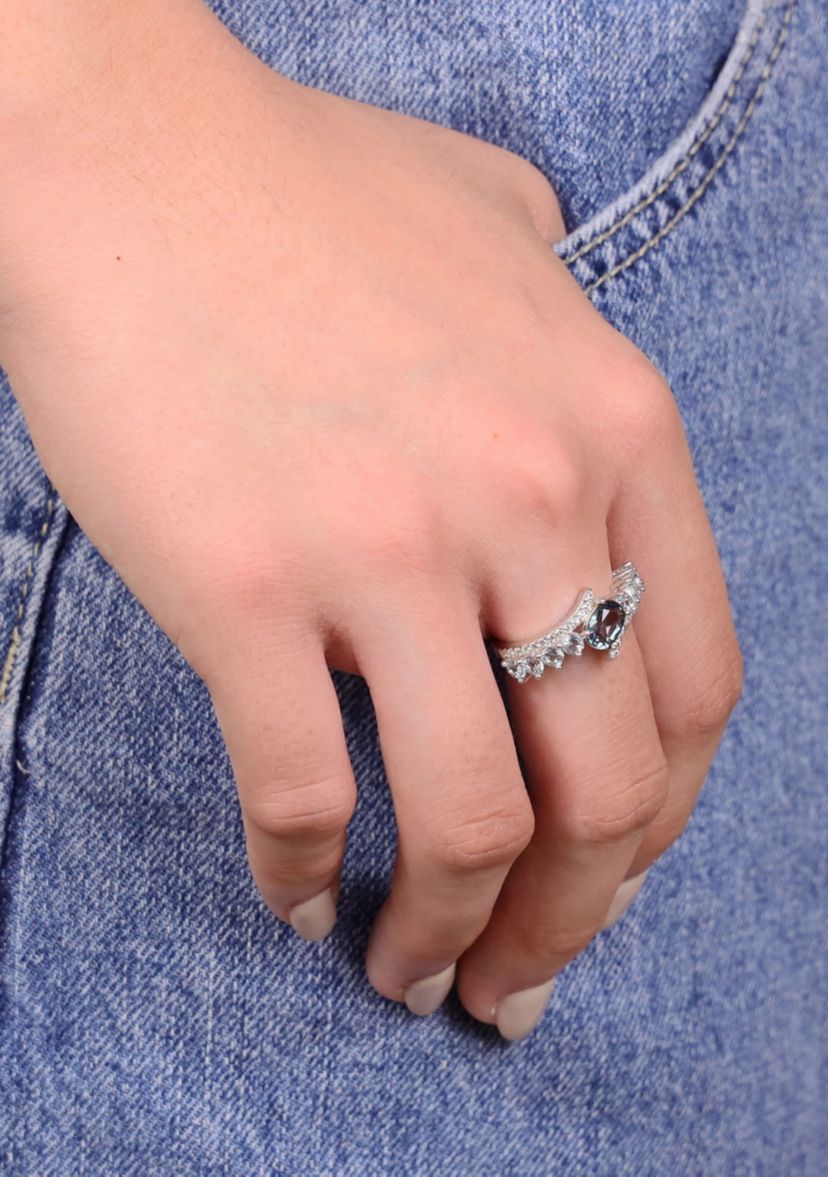 1 ct. t.w. Blue Topaz and White Topaz Ring in Sterling Silver