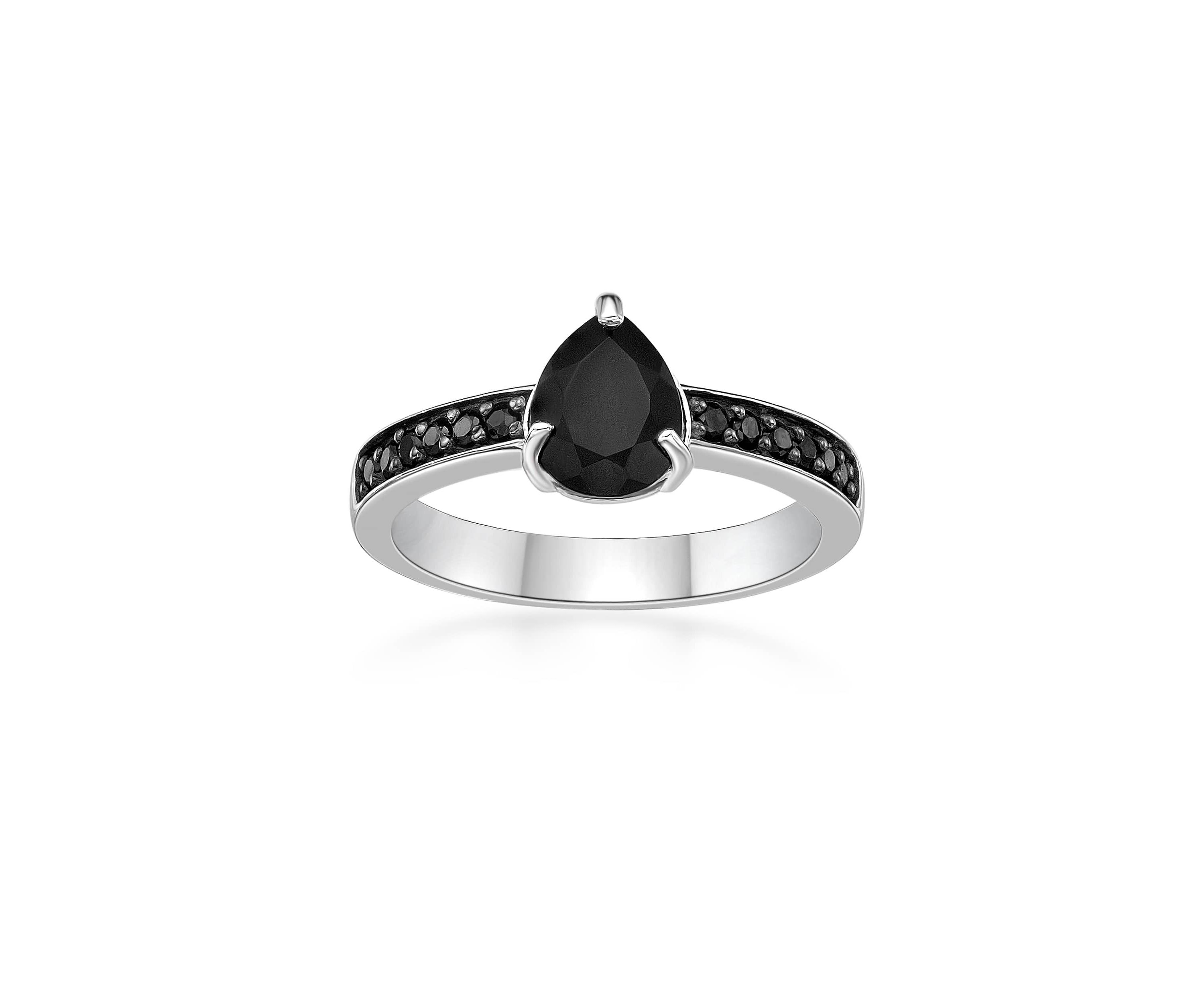 1 ct. t.w. Black Onyx and 1/4 ct. t.w. Black Spinel Ring in Sterling Silver
