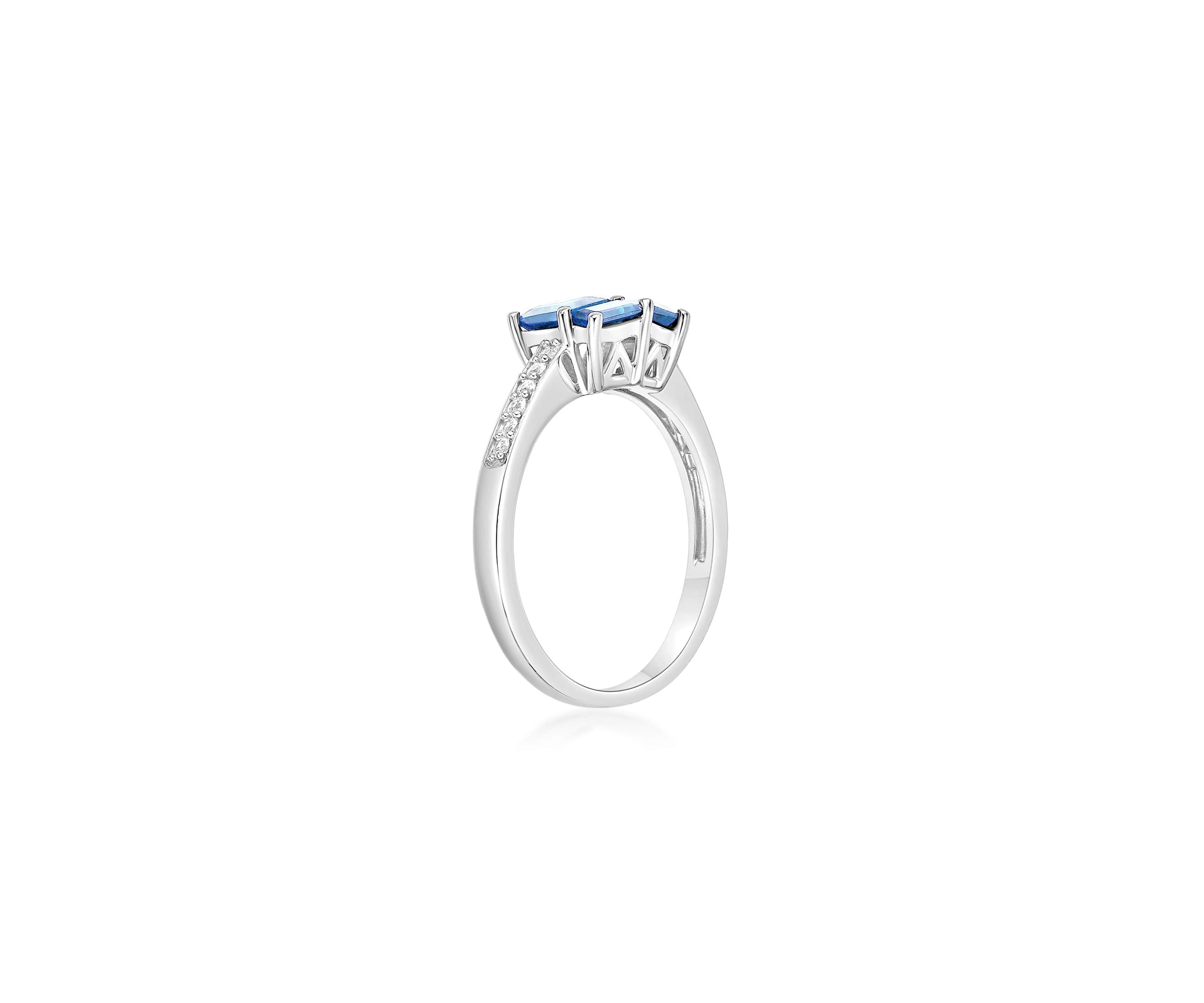 Blue Topaz and Created White Sapphire Ring in Sterling Silver
