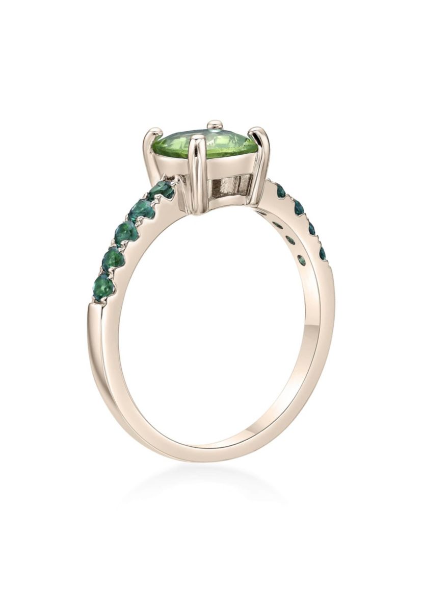 1 1/2 ct. t.w. Peridot and 3/8 ct. t.w. Created Emerald Ring in 2 Micron Gold Plated Sterling Silver