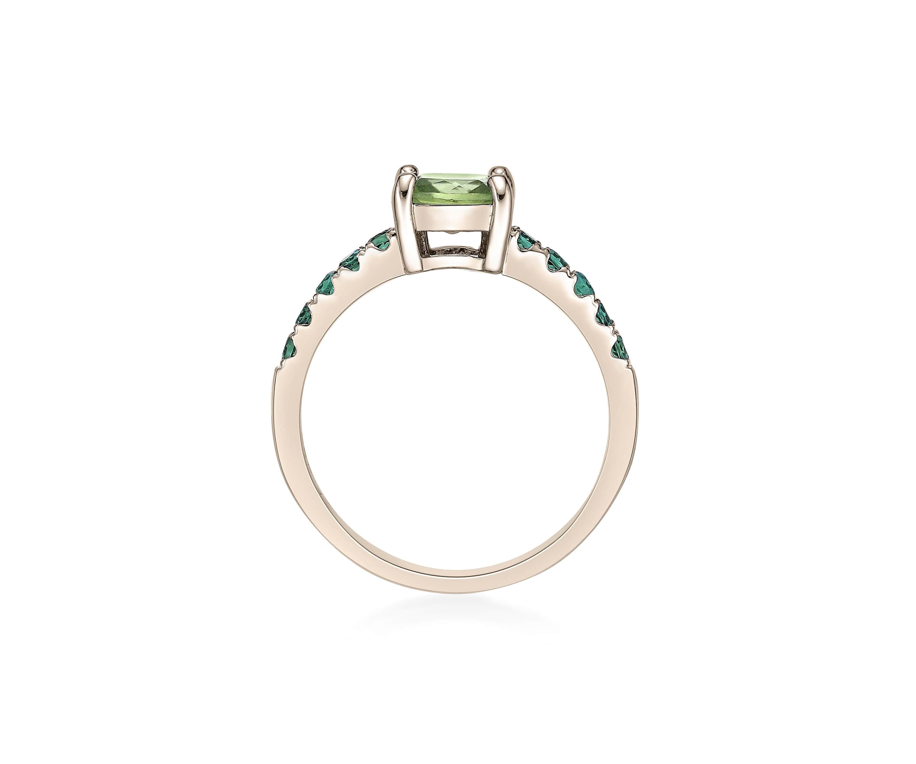 1 1/2 ct. t.w. Peridot and 3/8 ct. t.w. Created Emerald Ring in 2 Micron Gold Plated Sterling Silver