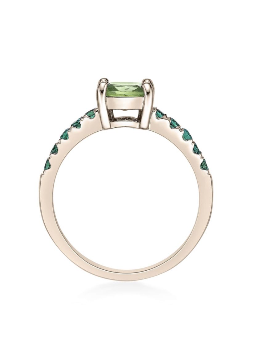 1 1/2 ct. t.w. Peridot and 3/8 ct. t.w. Created Emerald Ring in 2 Micron Gold Plated Sterling Silver