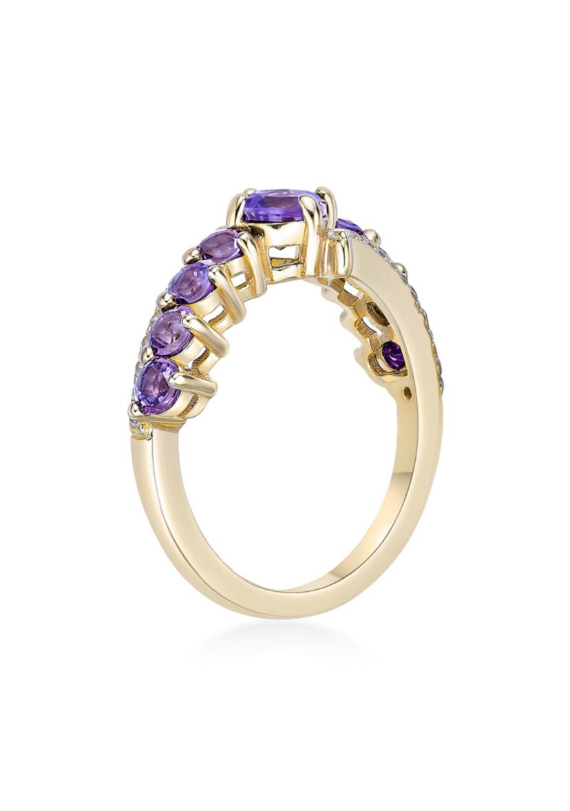 7/8 ct. t.w. Amethyst and White Topaz Ring in 2 Micron Gold Plated Sterling Silver