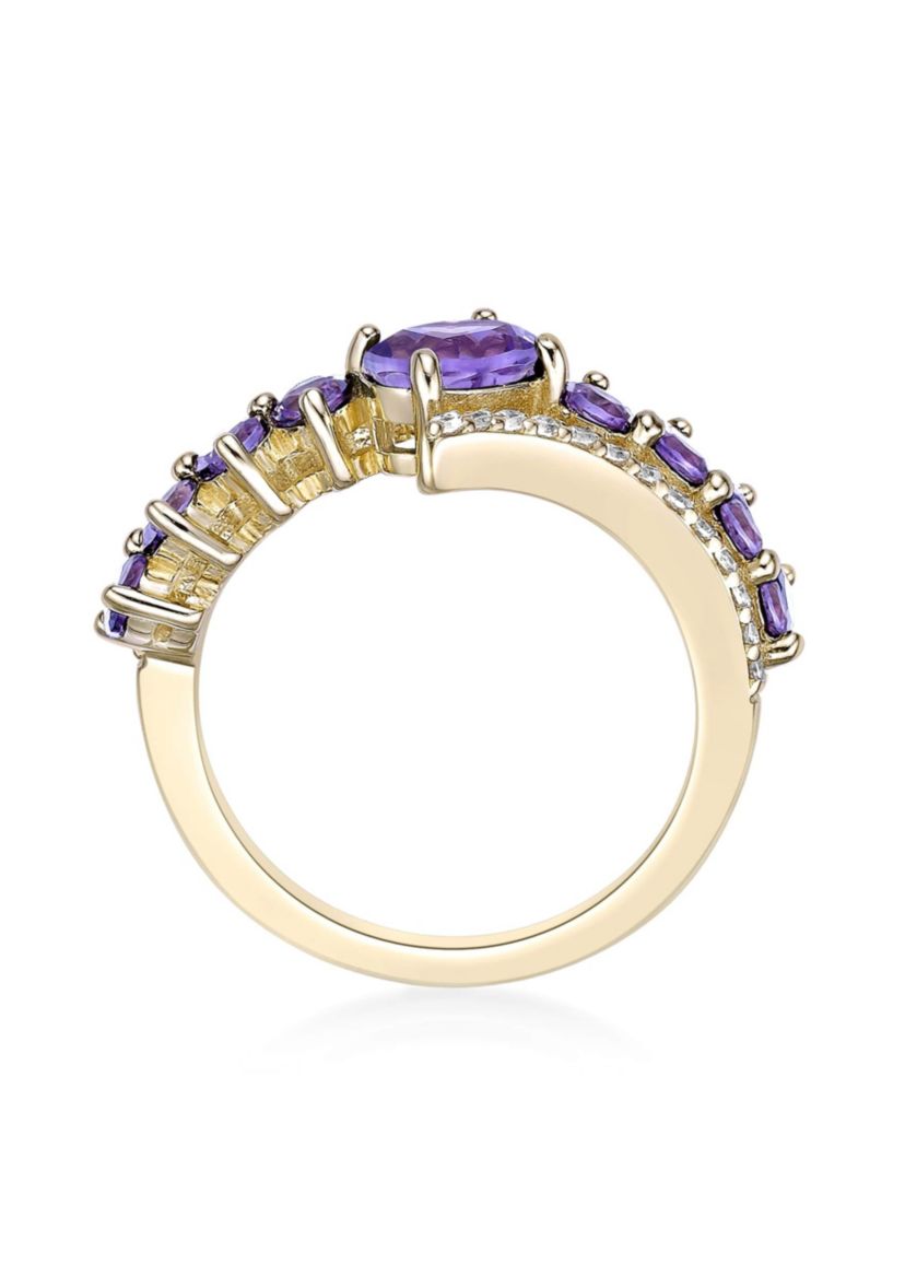 7/8 ct. t.w. Amethyst and White Topaz Ring in 2 Micron Gold Plated Sterling Silver