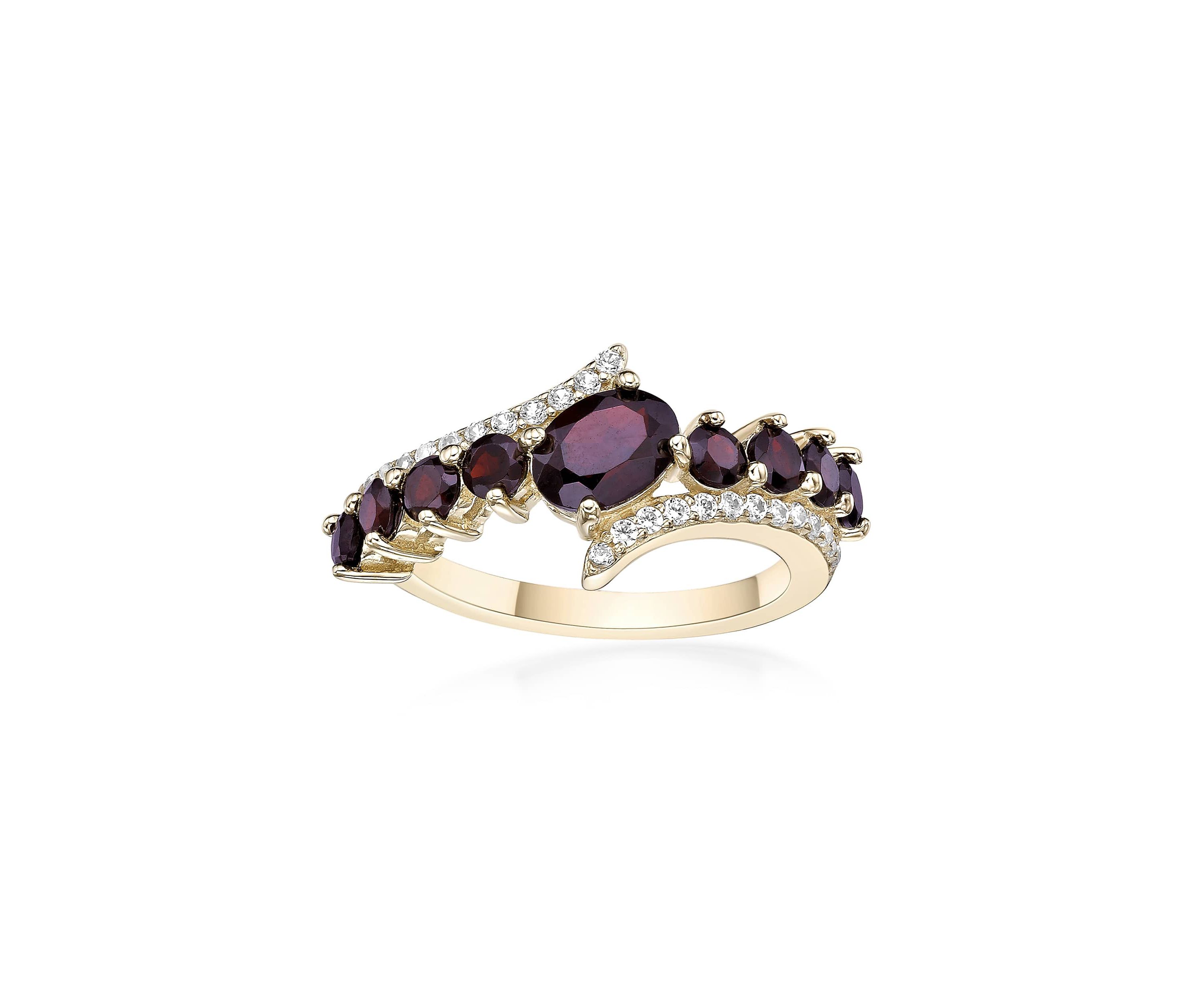 1 ct. t.w. Garnet and White Topaz Ring in 2 Micron Gold Plated Sterling Silver
