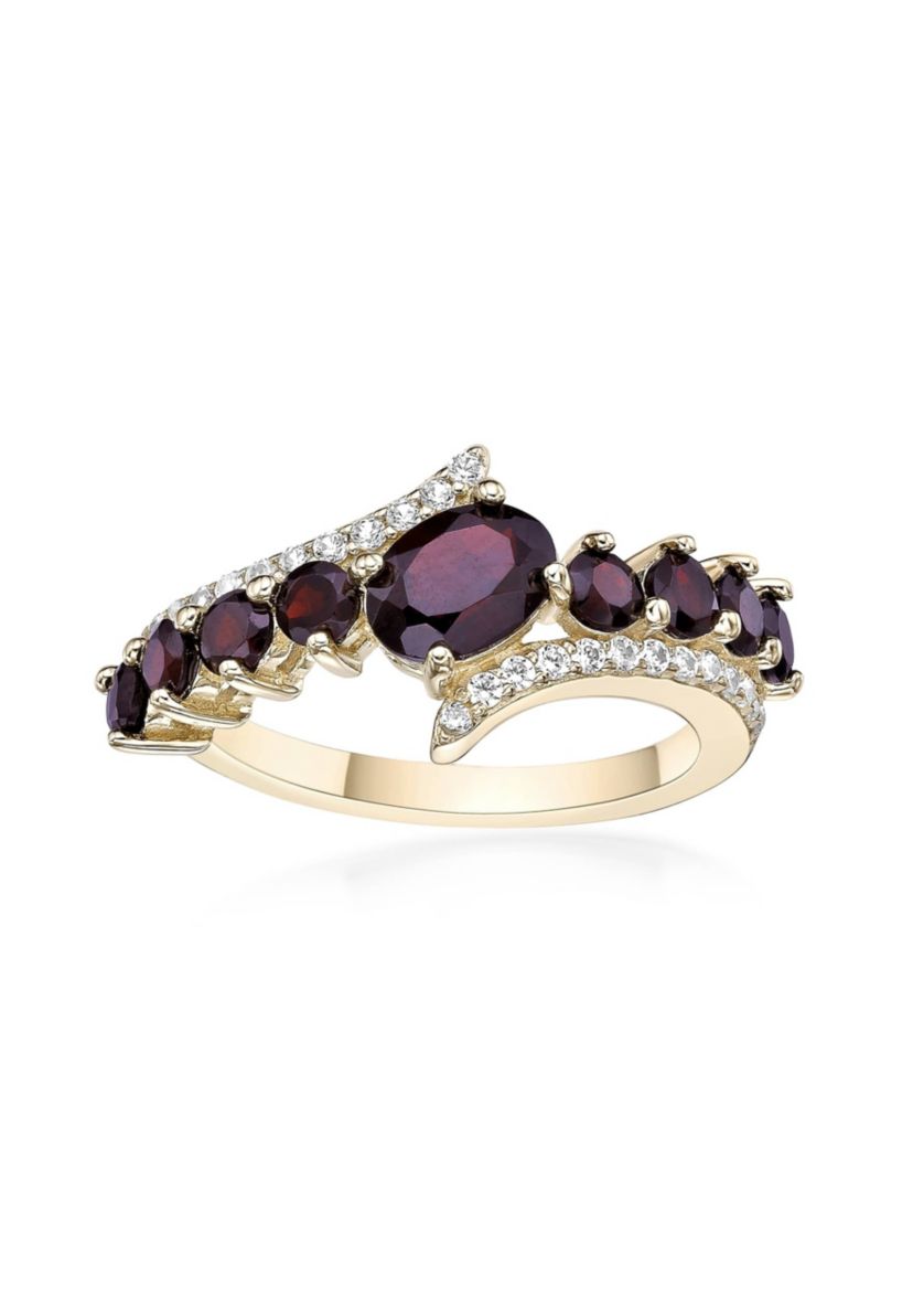 1 ct. t.w. Garnet and White Topaz Ring in 2 Micron Gold Plated Sterling Silver