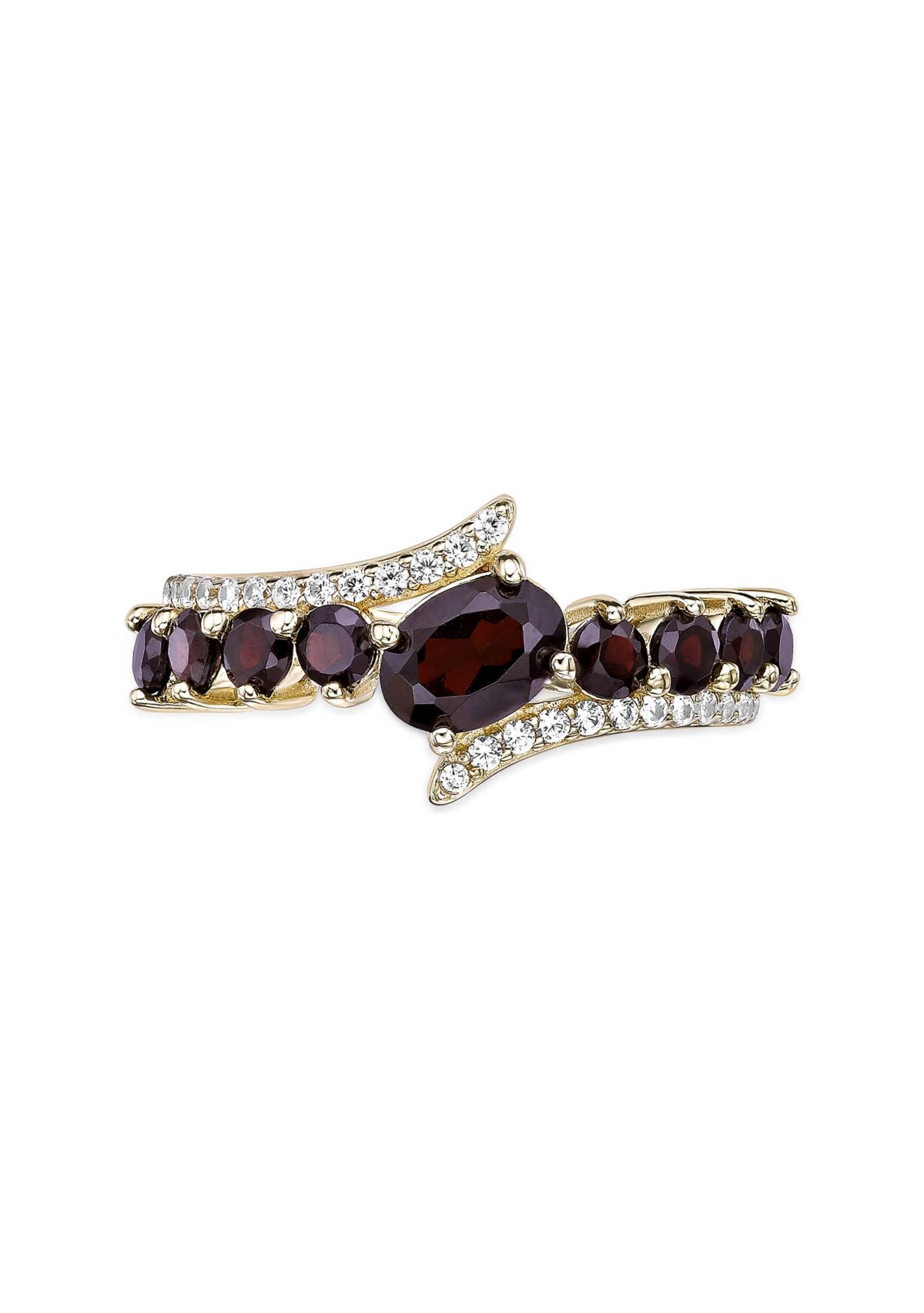 1 ct. t.w. Garnet and White Topaz Ring in 2 Micron Gold Plated Sterling Silver