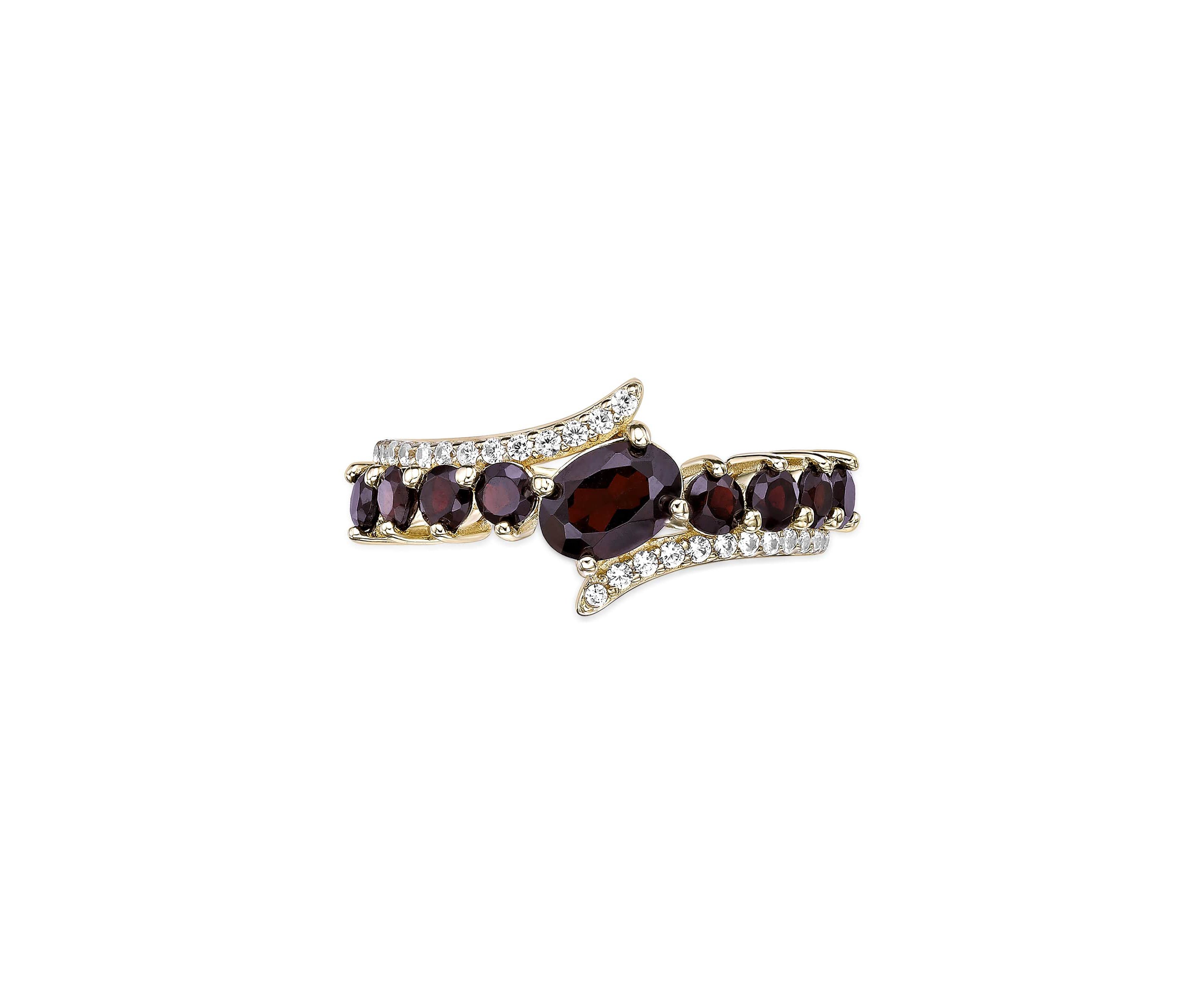1 ct. t.w. Garnet and White Topaz Ring in 2 Micron Gold Plated Sterling Silver