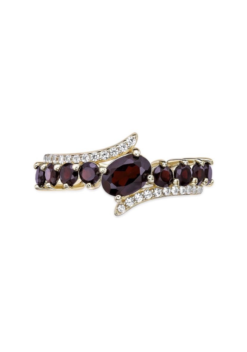 1 ct. t.w. Garnet and White Topaz Ring in 2 Micron Gold Plated Sterling Silver