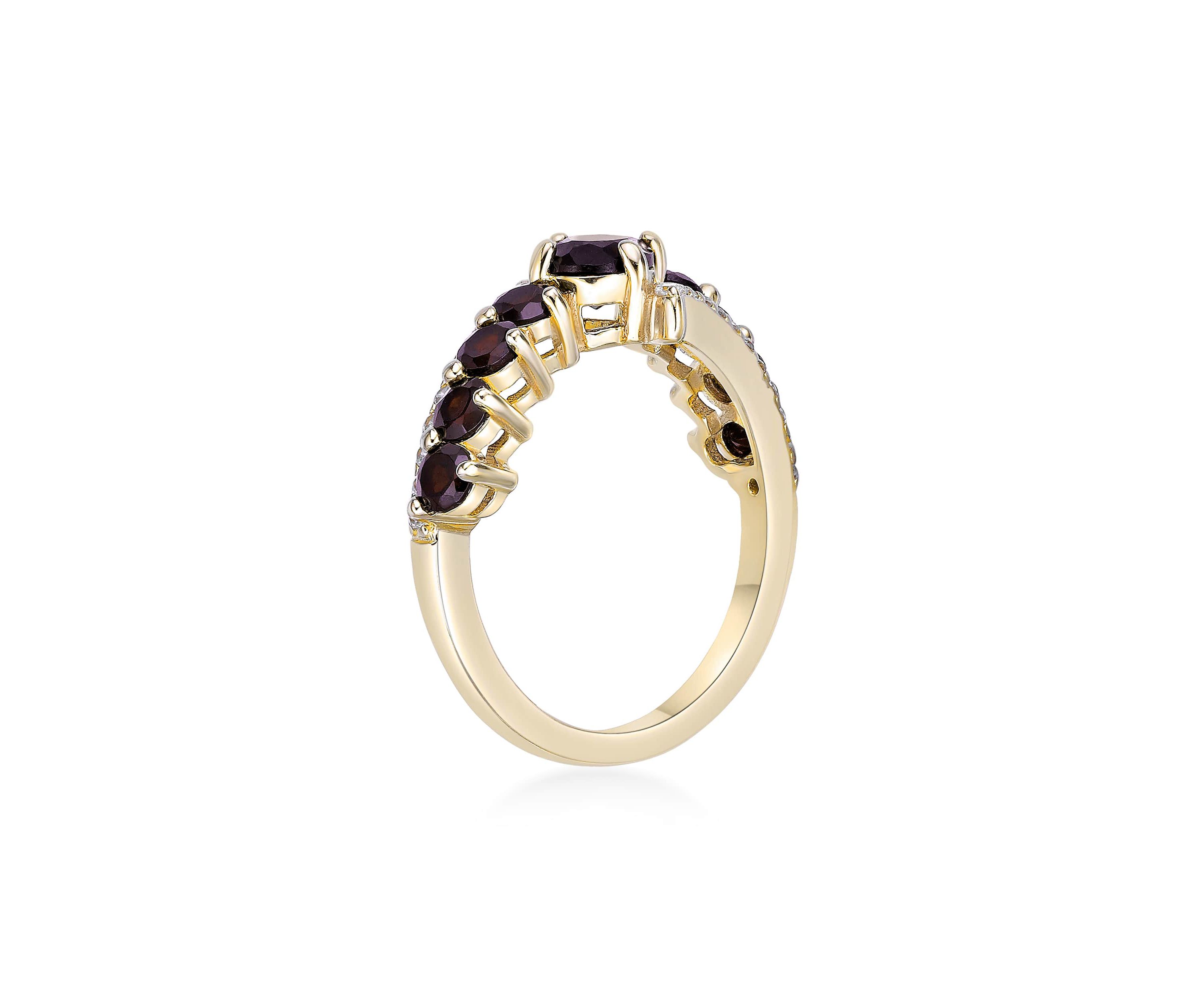 1 ct. t.w. Garnet and White Topaz Ring in 2 Micron Gold Plated Sterling Silver