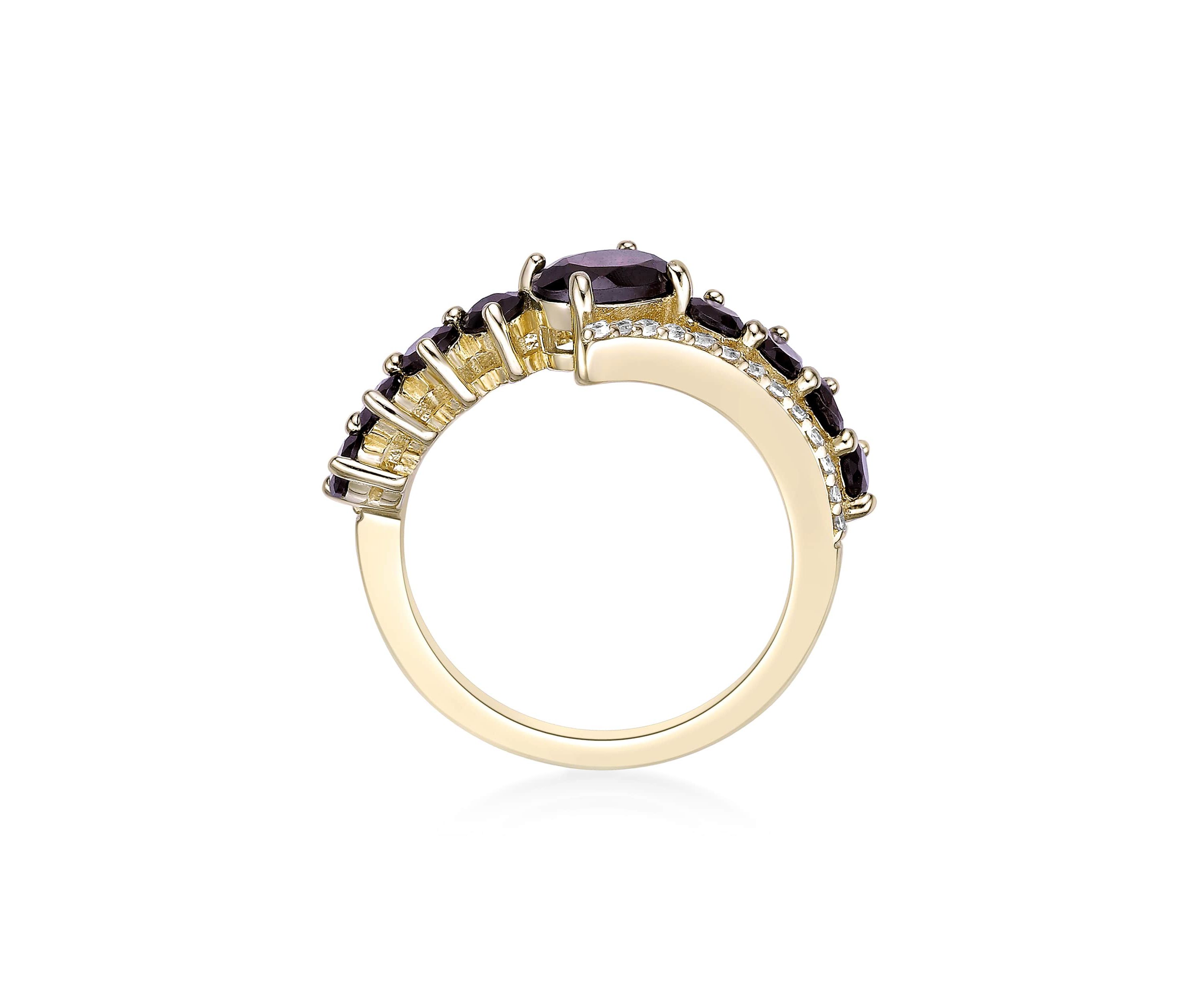1 ct. t.w. Garnet and White Topaz Ring in 2 Micron Gold Plated Sterling Silver