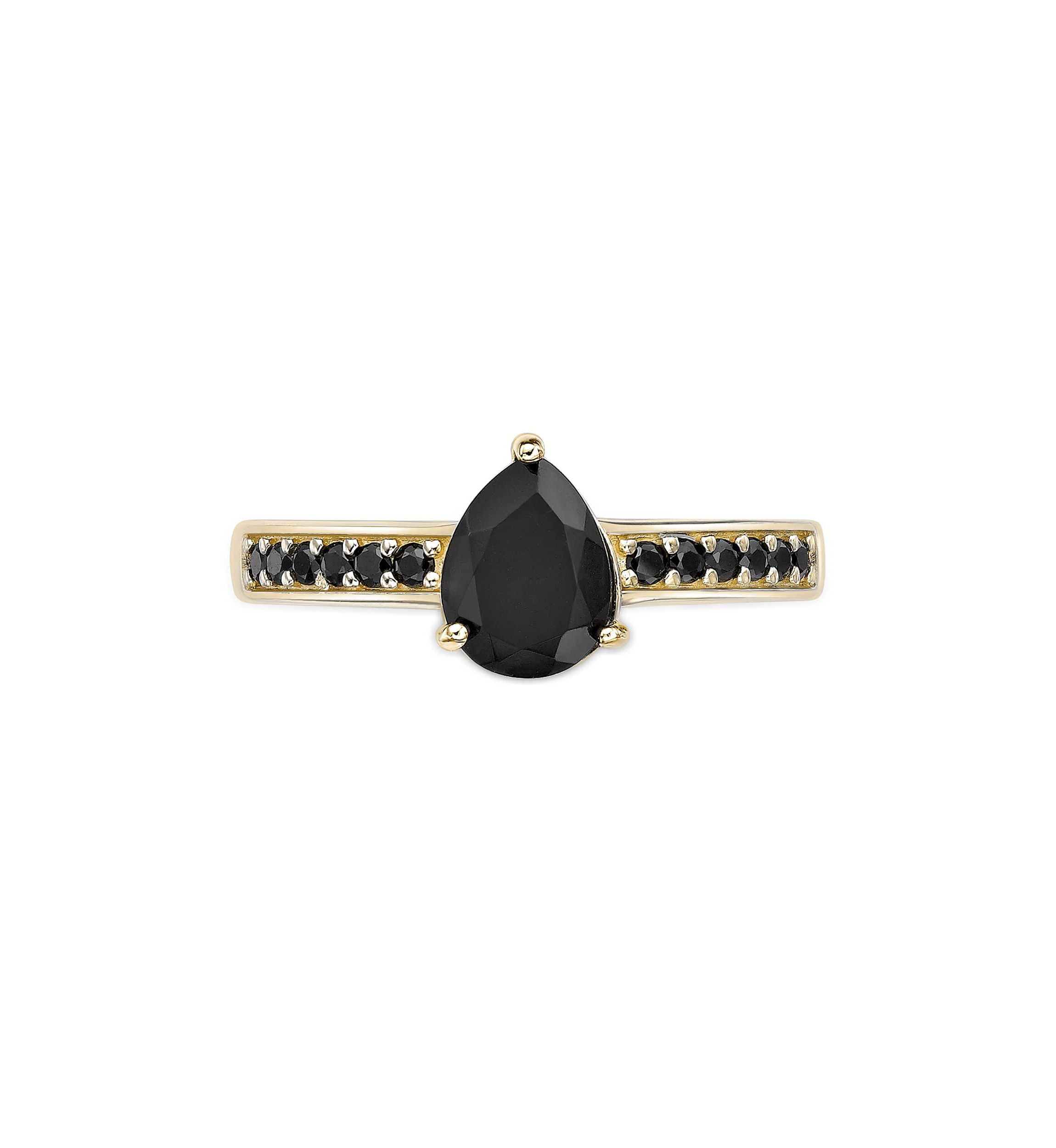 1 ct. t.w. Black Onyx and 1/5 ct. t.w. Black Spinel Ring in 2 Micron Gold Plated Sterling Silver