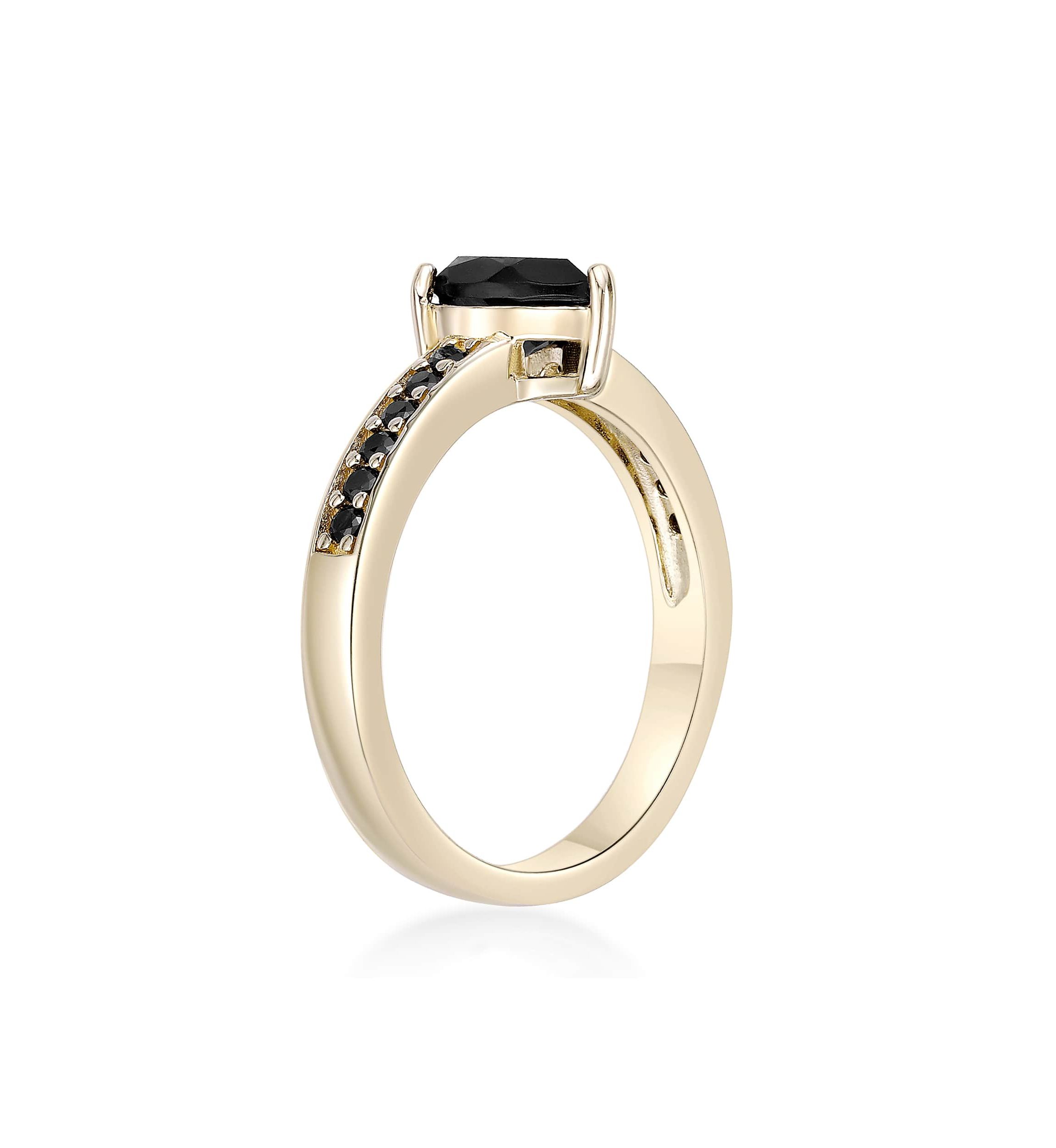 1 ct. t.w. Black Onyx and 1/5 ct. t.w. Black Spinel Ring in 2 Micron Gold Plated Sterling Silver
