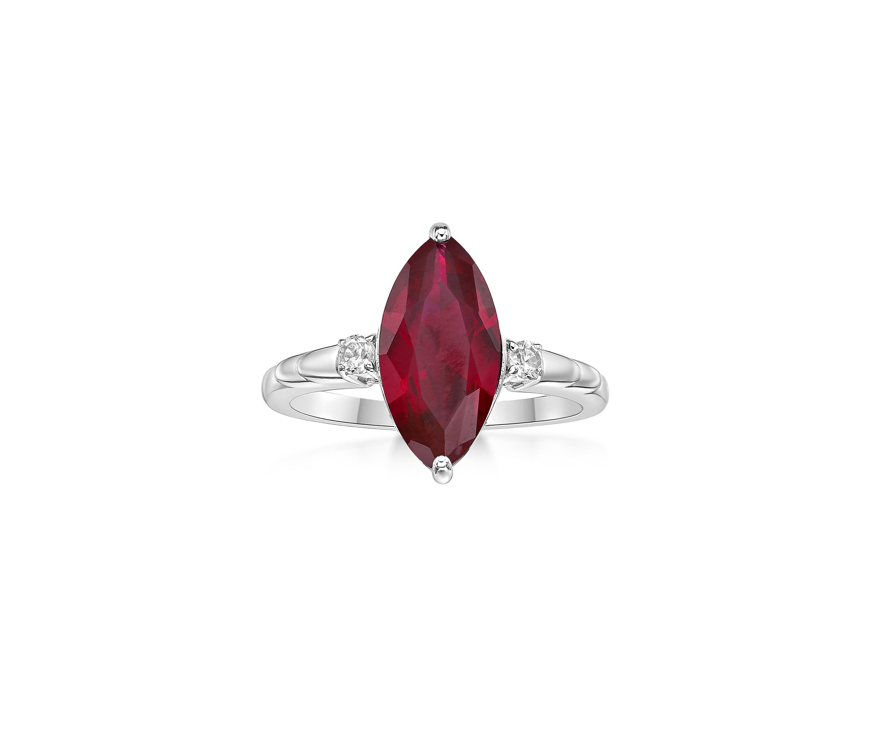 3 1/5 ct. t.w. Created Ruby and 1/10 Created White Sapphire Ring in Sterling Silver